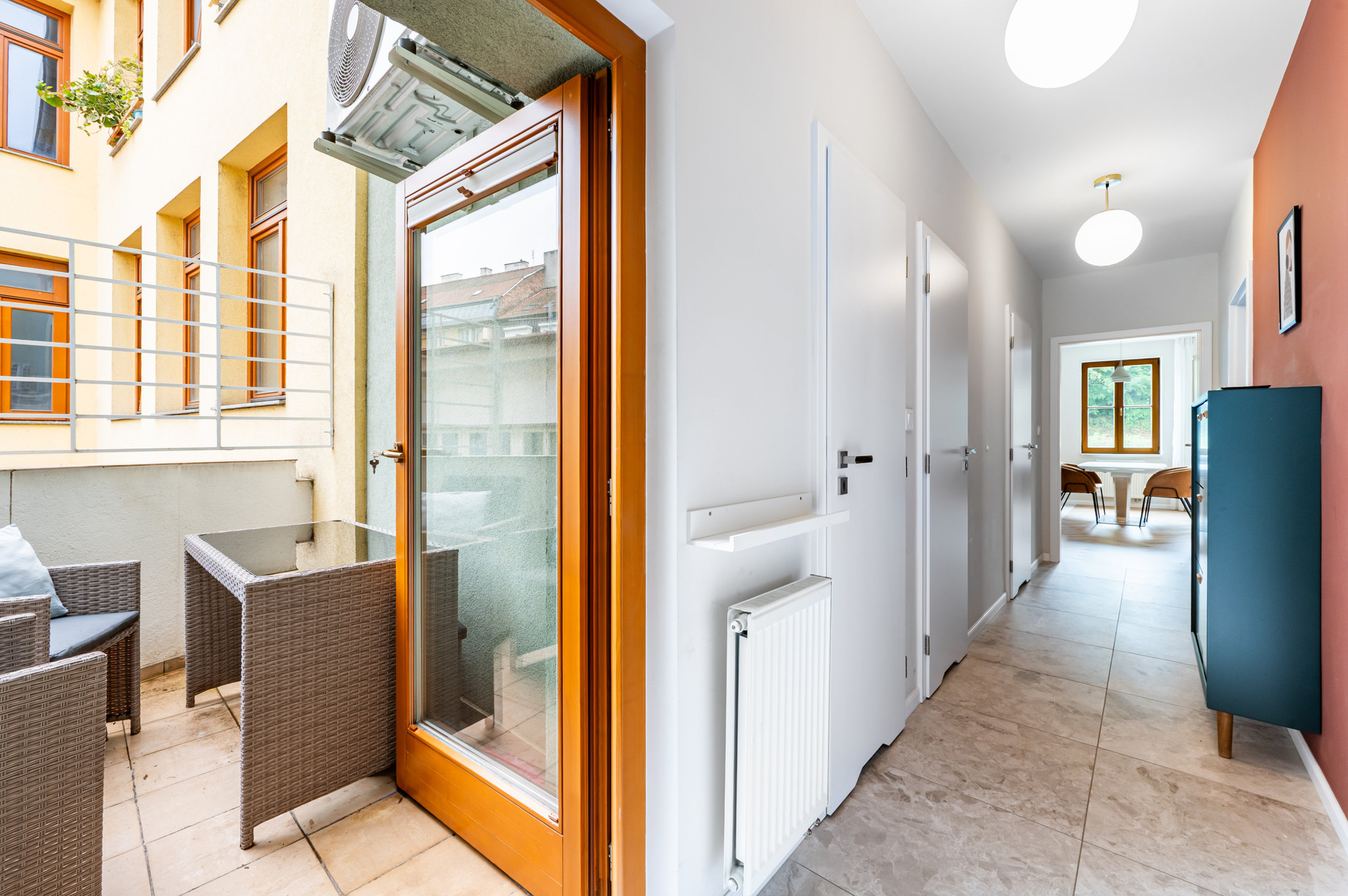 Hallway with balcony access