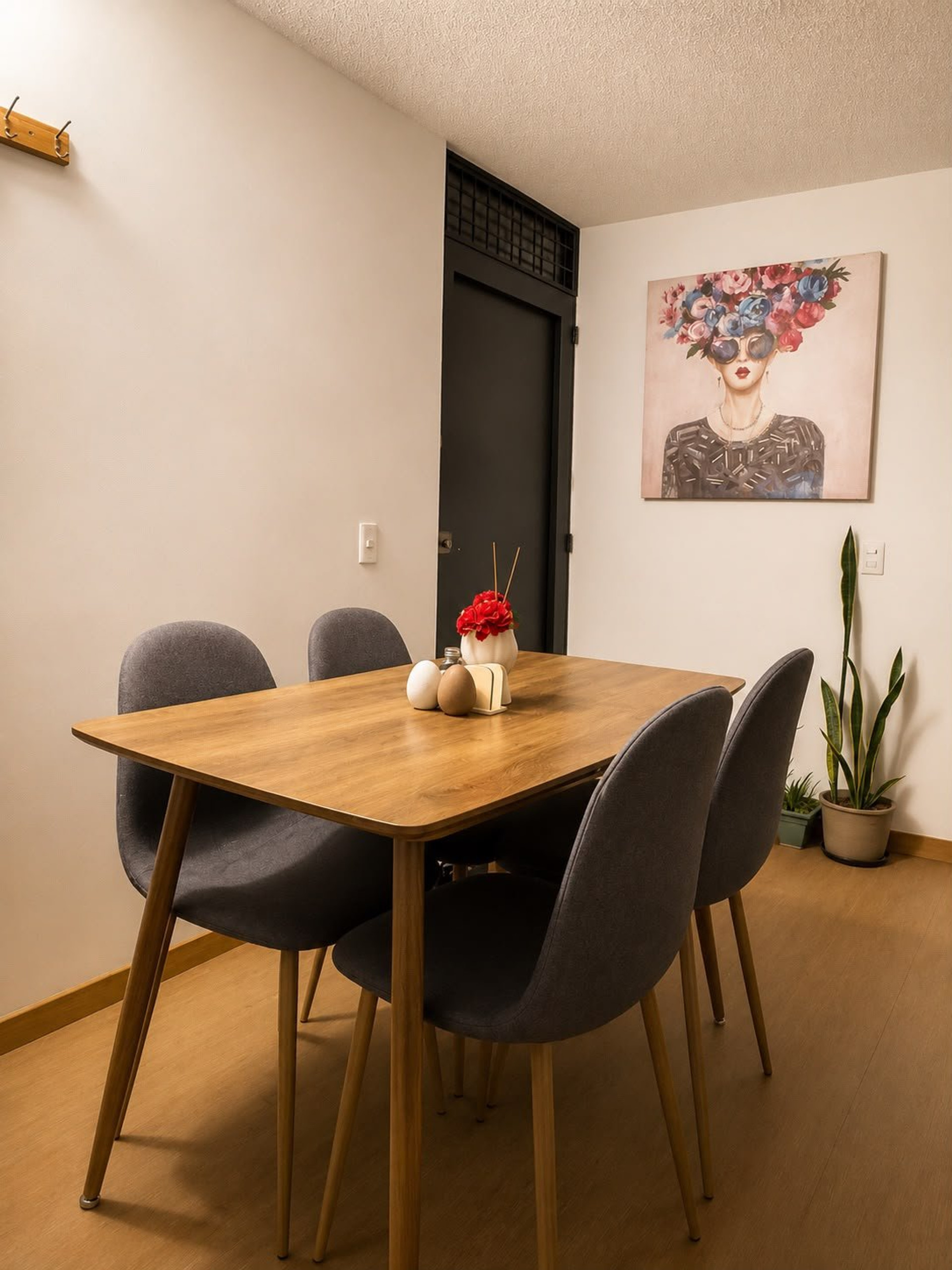 Dining area with wooden table