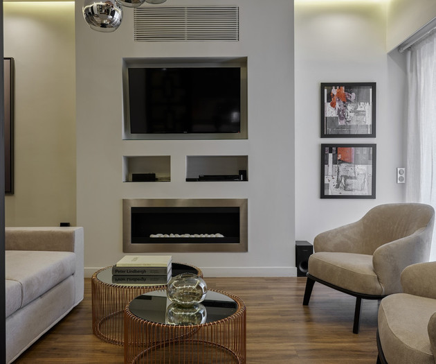 The modern living room with a smart TV