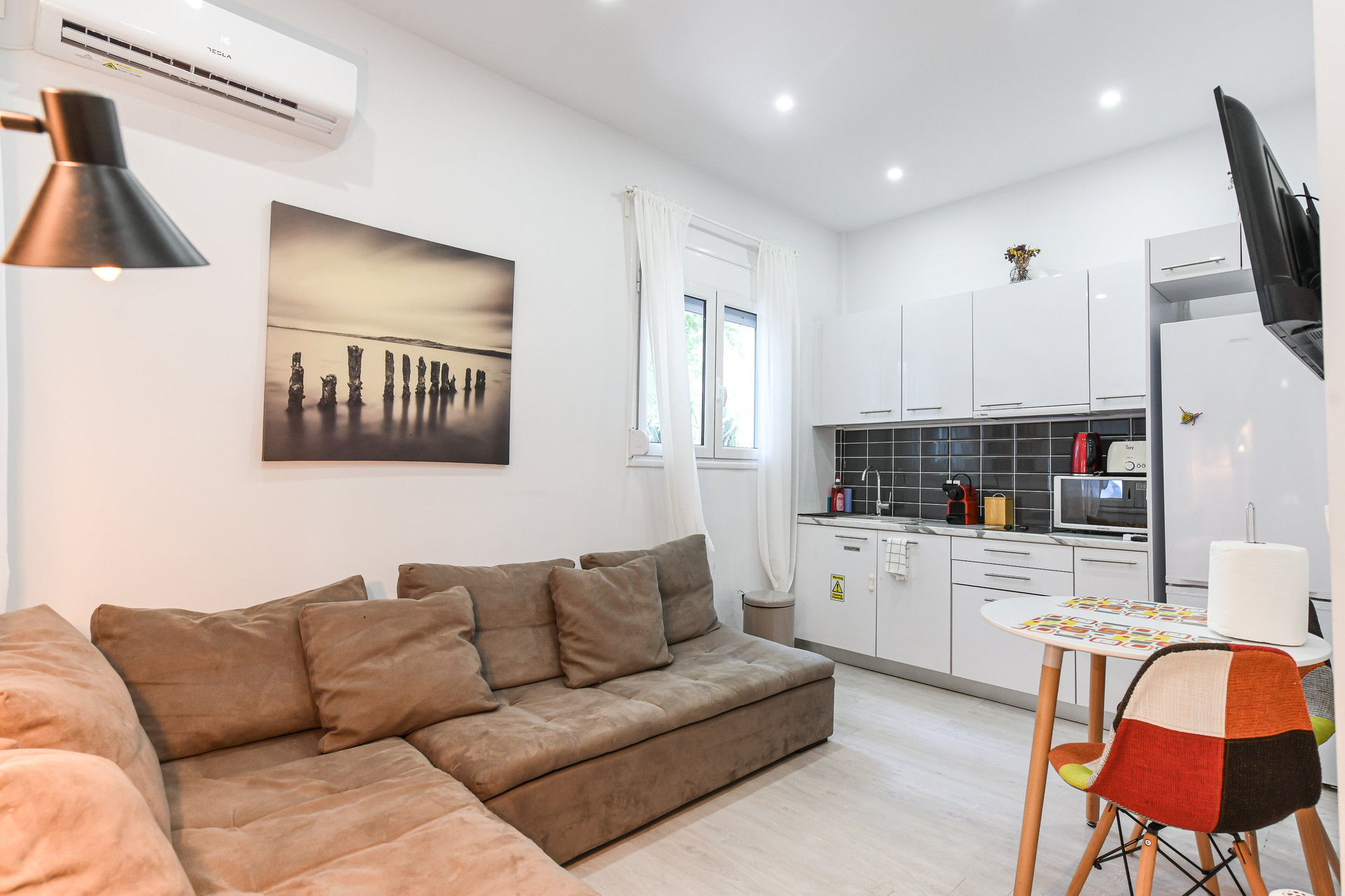 Open plan living room and kitchen