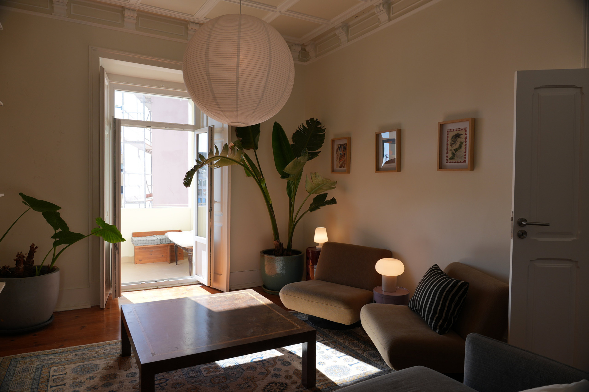 Living room opening to balcony