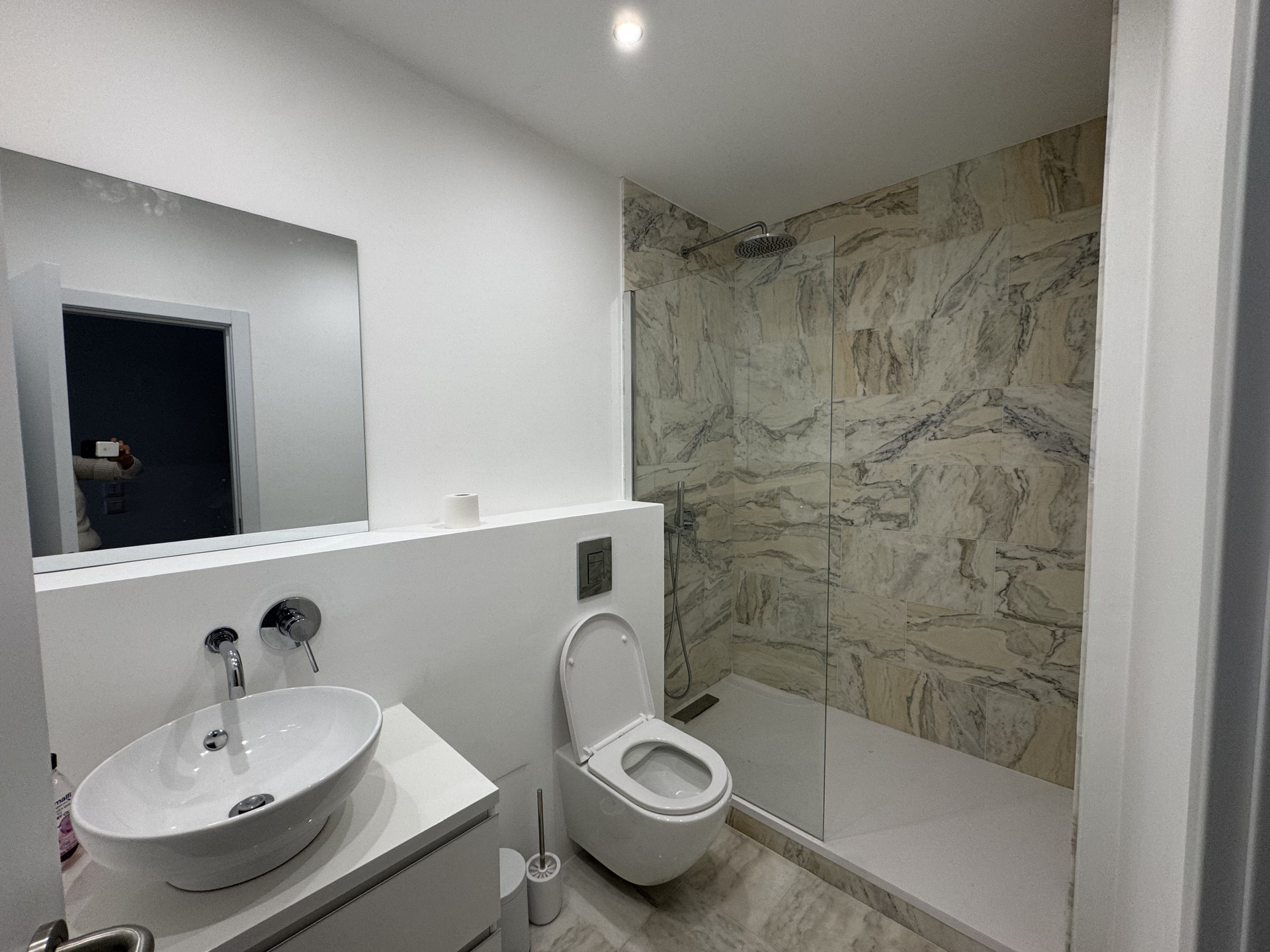 Modern bathroom with marble shower
