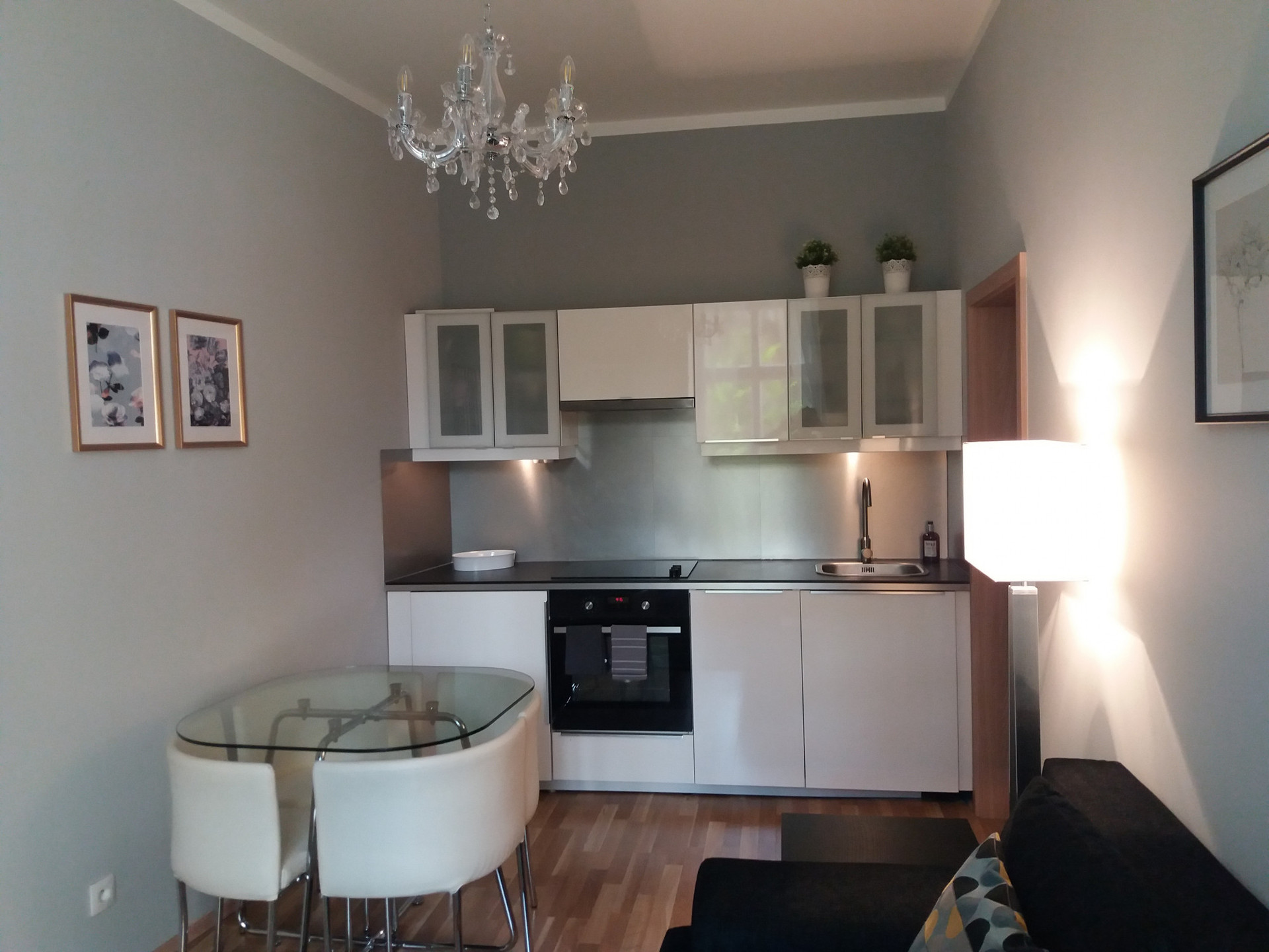 living room with the kitchenette