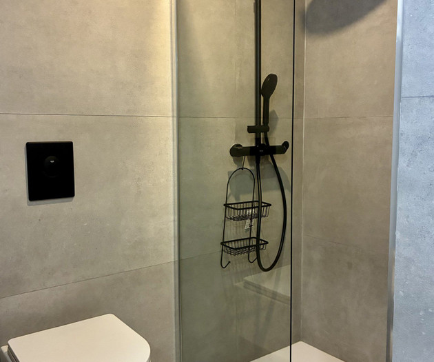 Modern bathroom with walk-in shower