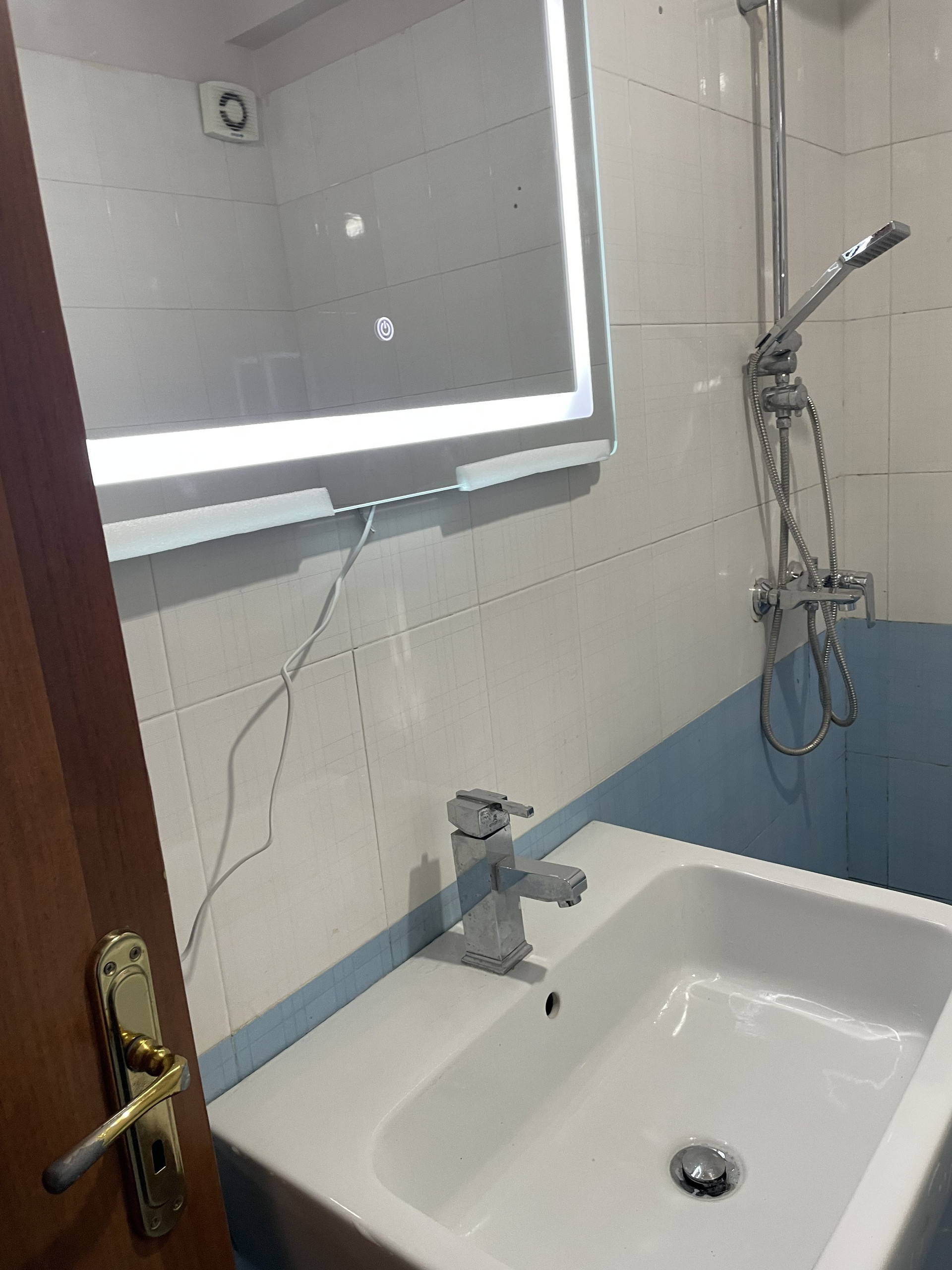 Bathroom sink shower LED mirror