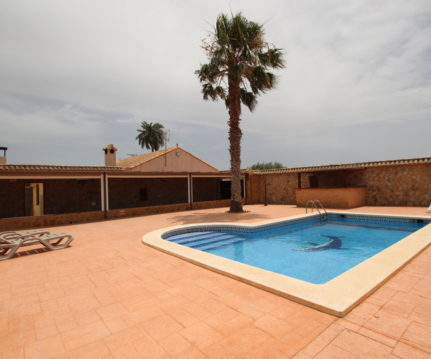 Poolside terrace with loungers