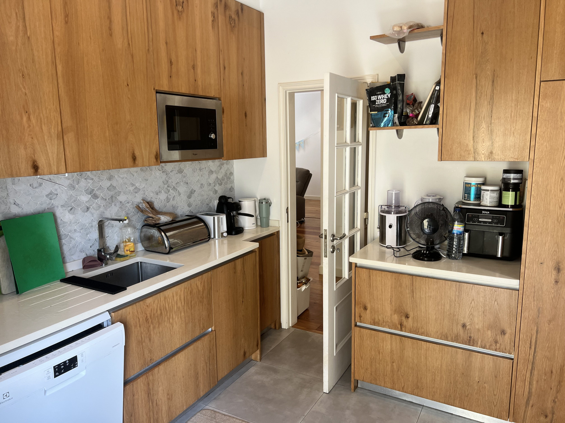Kitchen with wooden cabinets