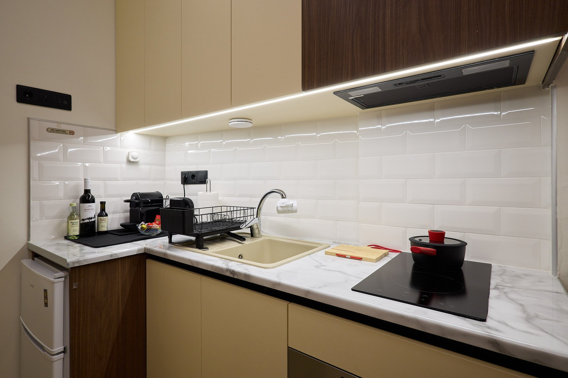 Modern kitchen with marble countertop