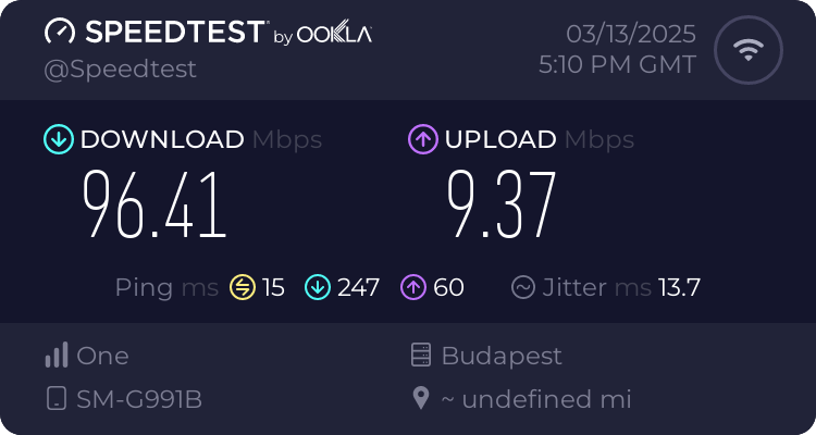 Speedtest.net result