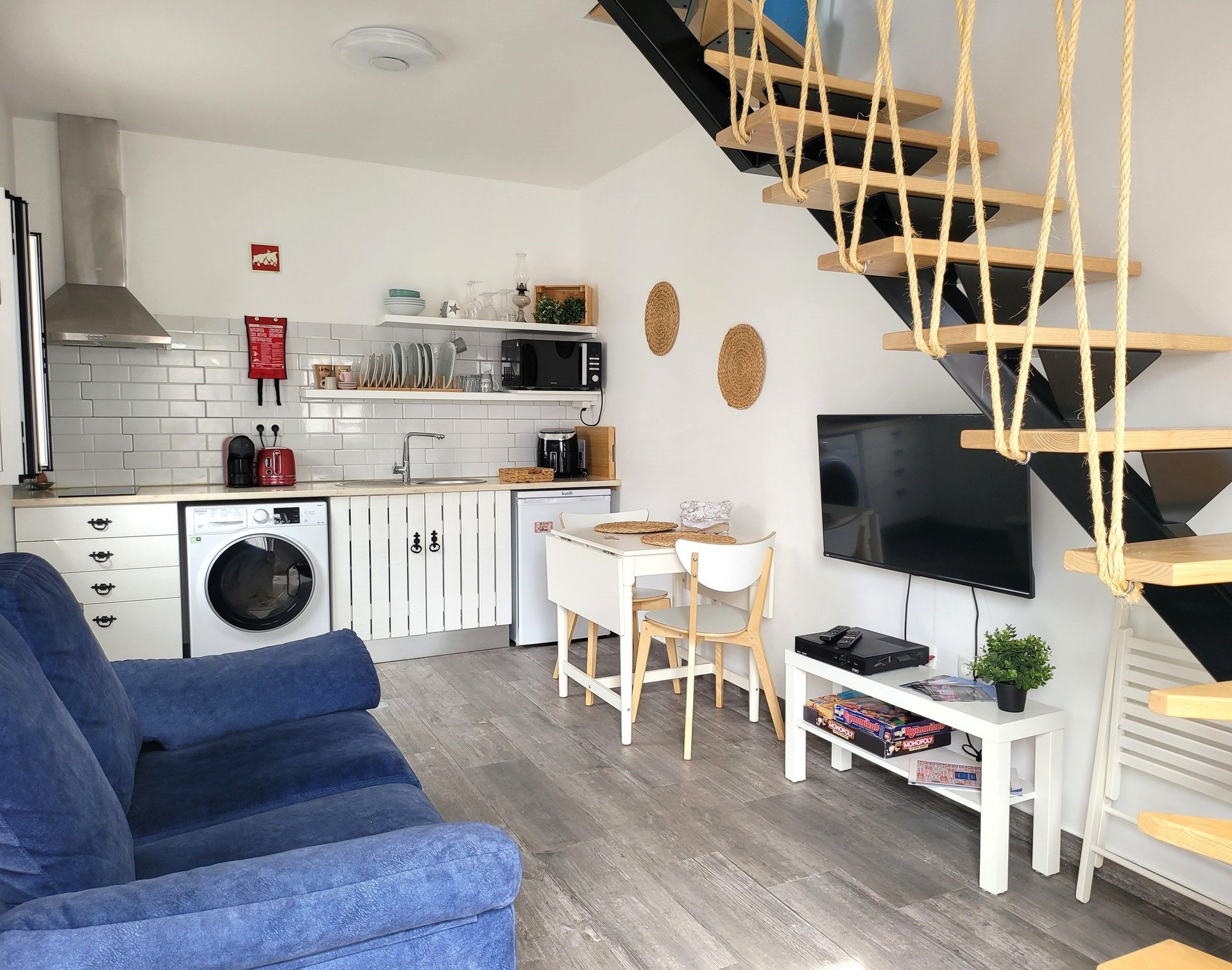 Cozy living room with kitchenette