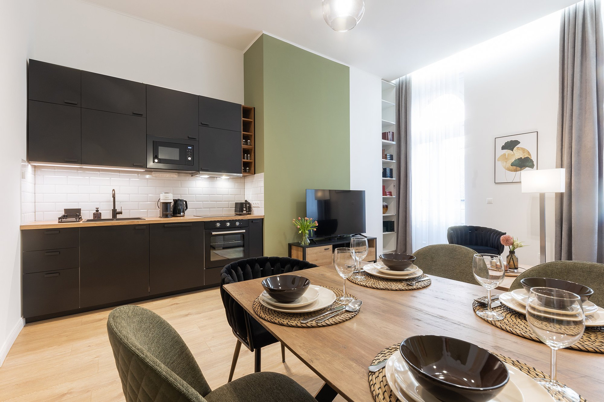 Dining table with kitchenette