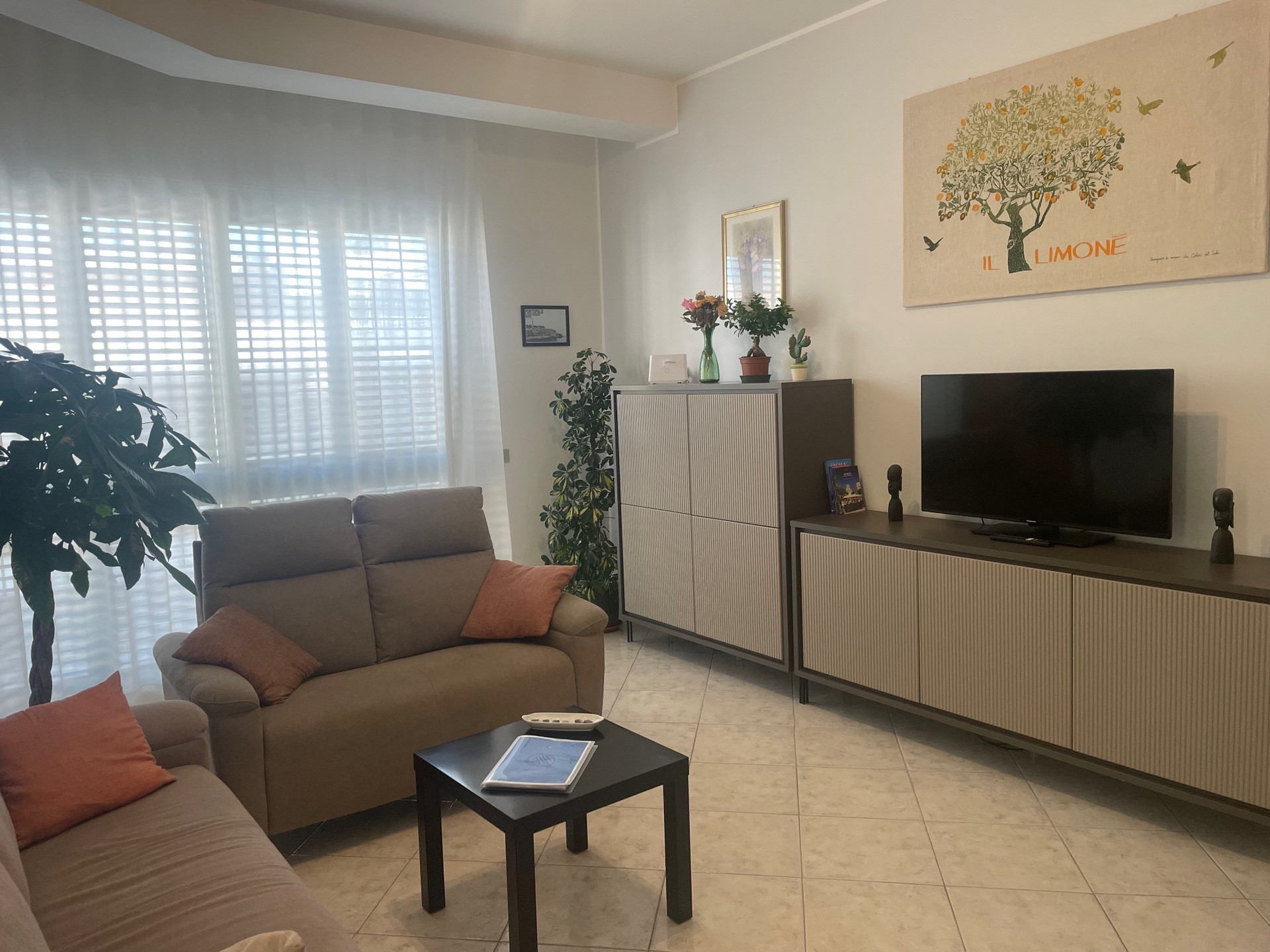 Bright living room with TV unit