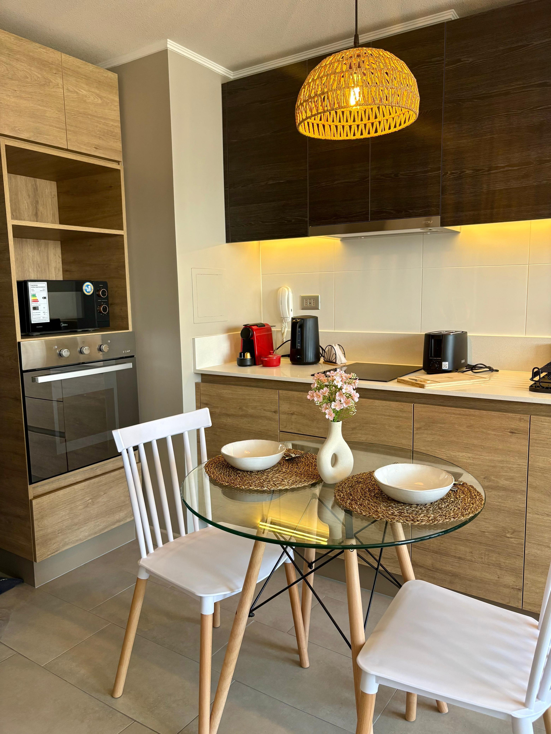 Kitchen dining area with oven
