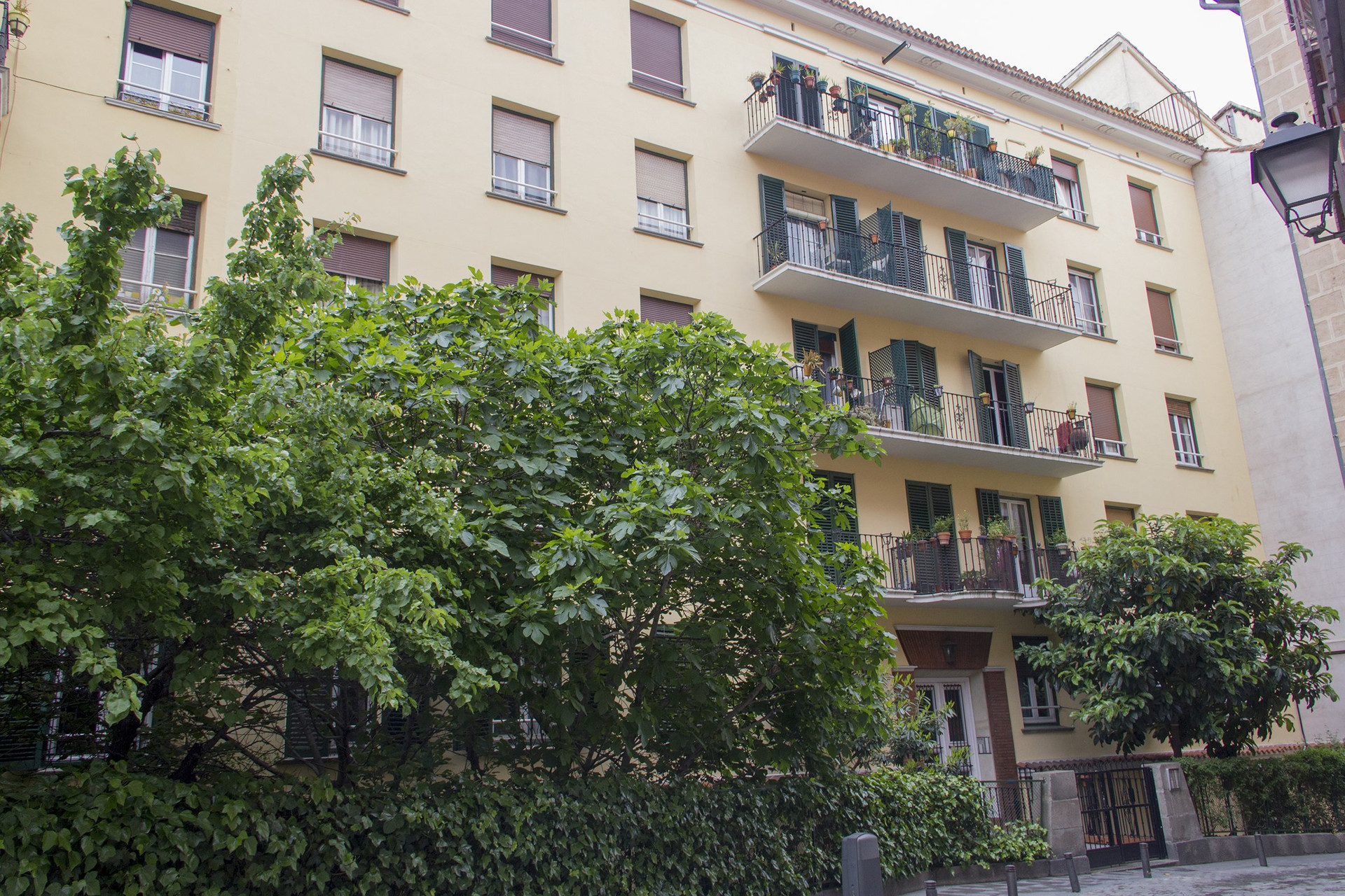 Apartment building exterior with balconies