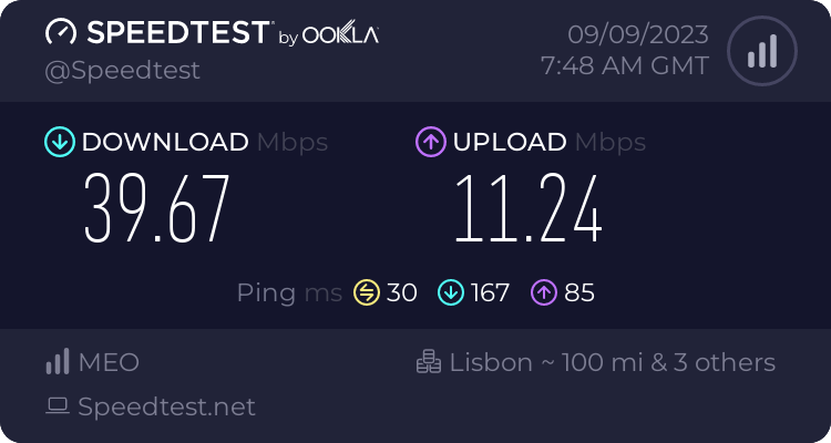 Speedtest.net result