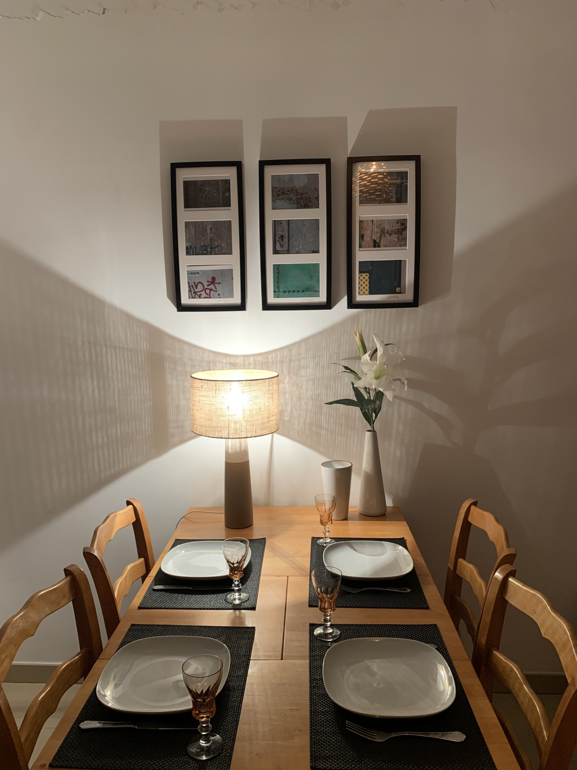 Dining table set for four