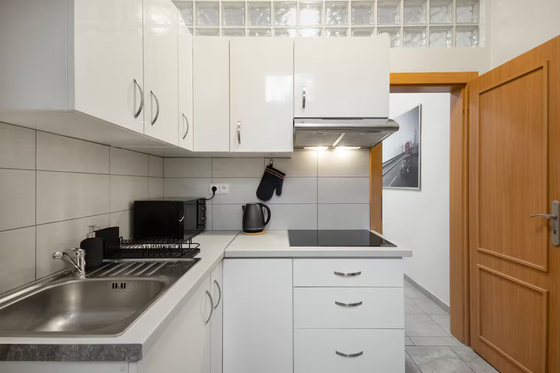 Compact white kitchen