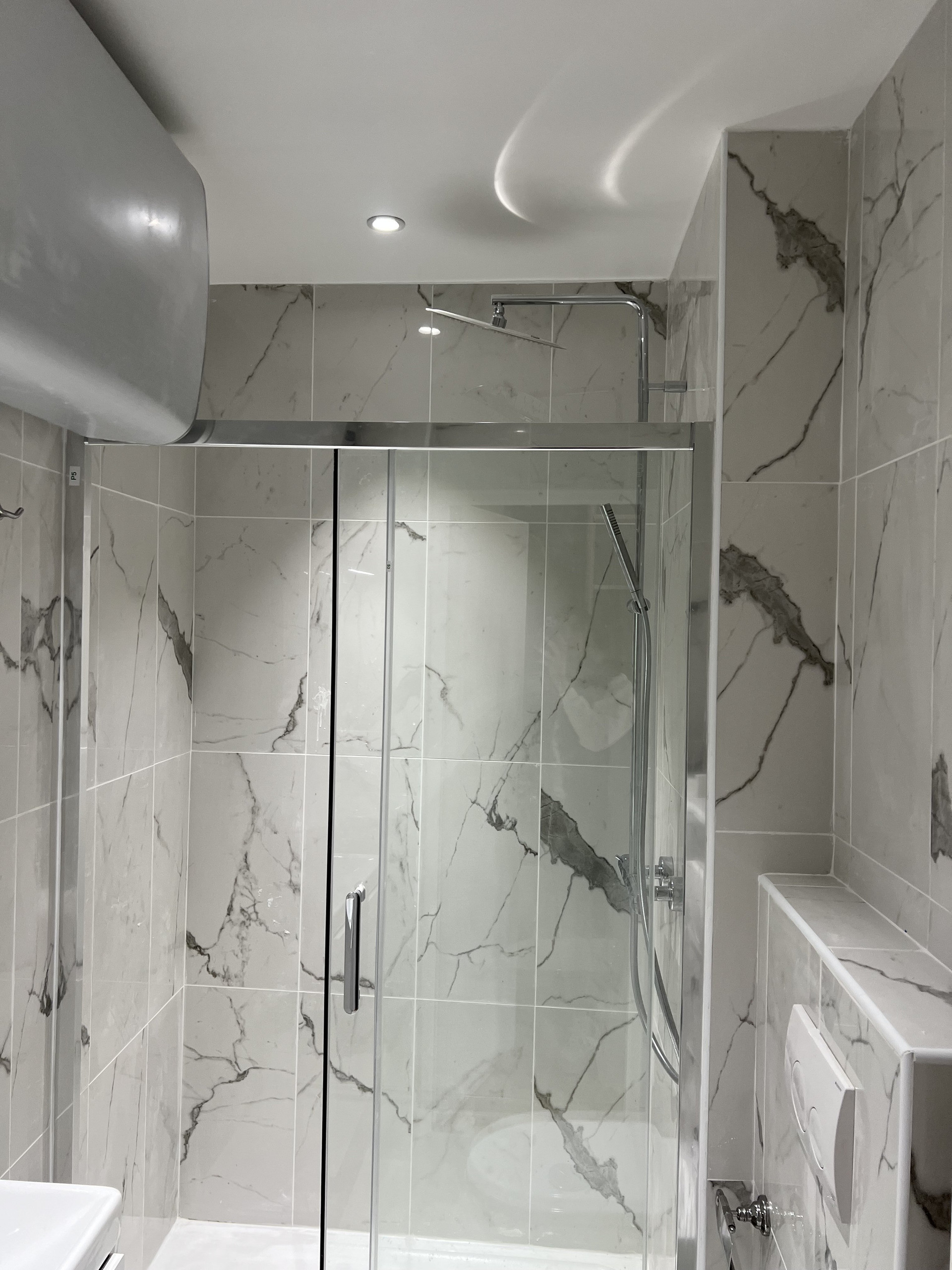 Marble shower glass enclosure