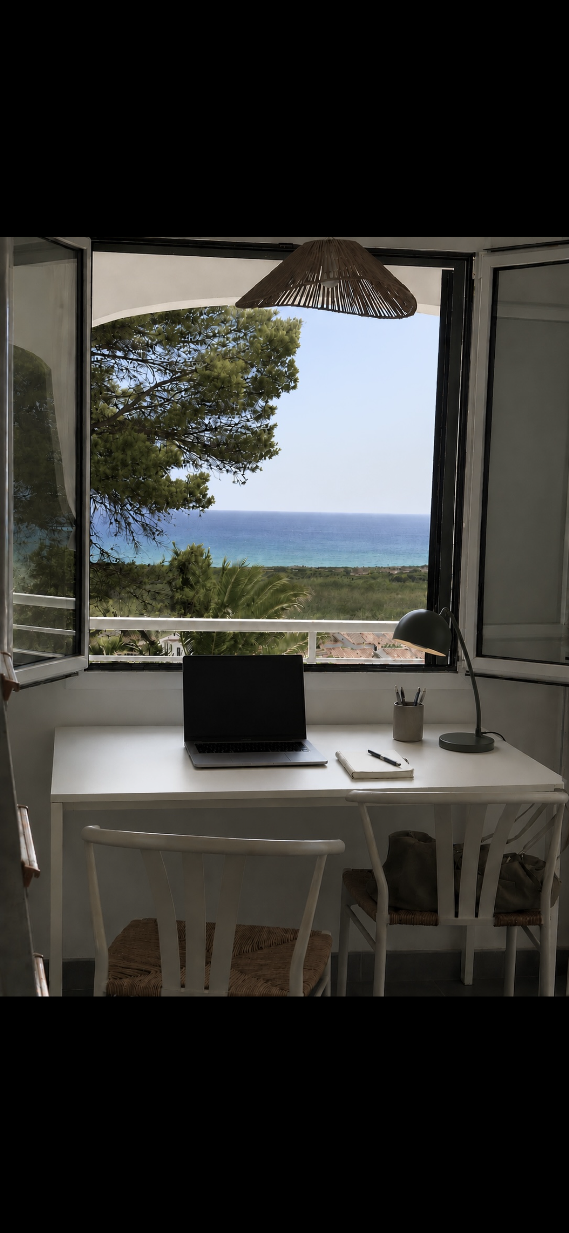 Desk nook with ocean view