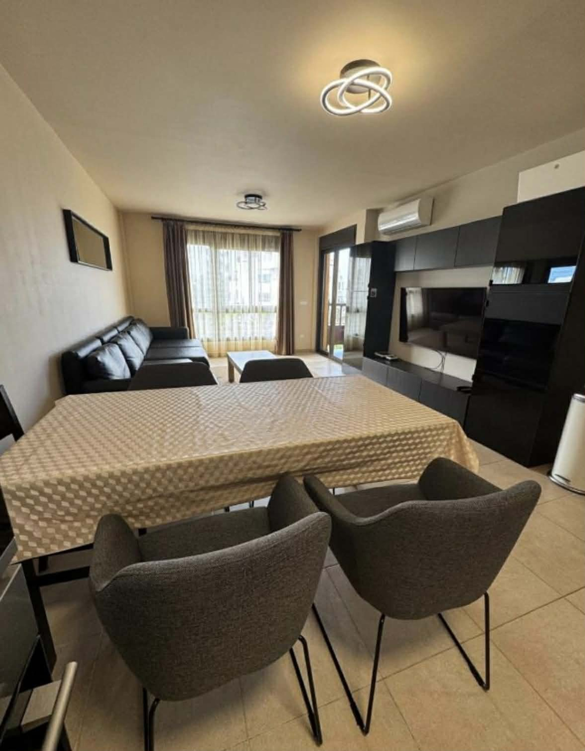 Living room with dining table