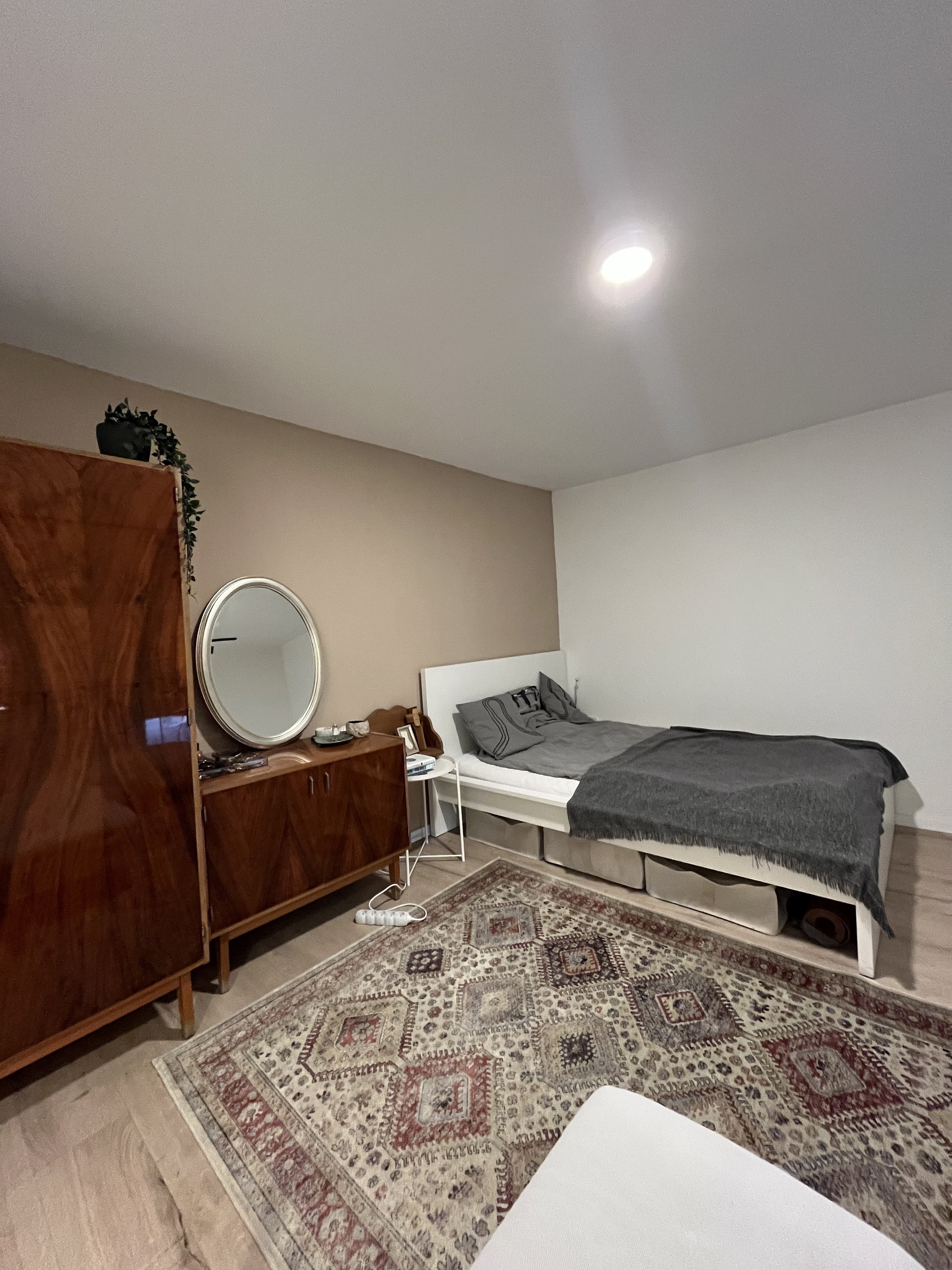 Bedroom with vintage wardrobe