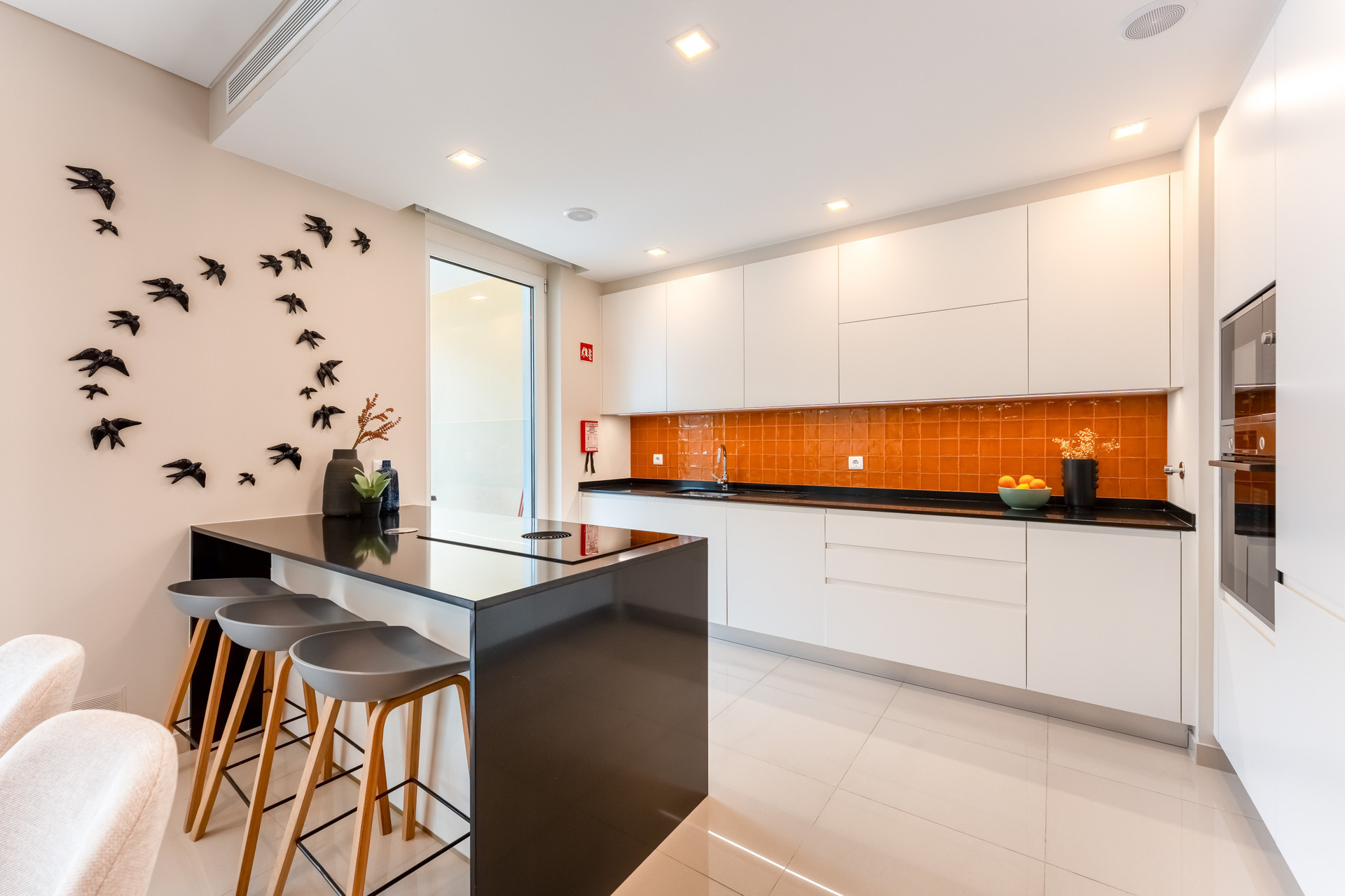 Modern kitchen with bar seating