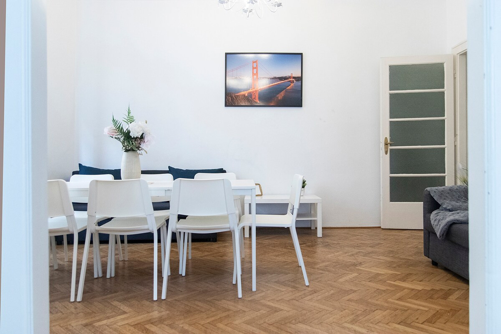 Living room and dining room