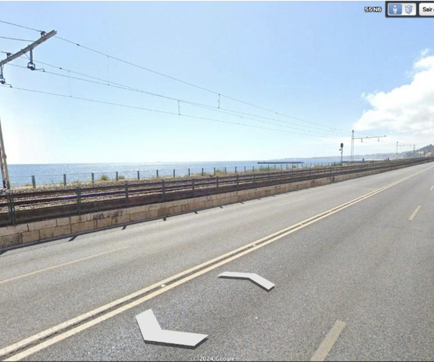 Street view near seaside road