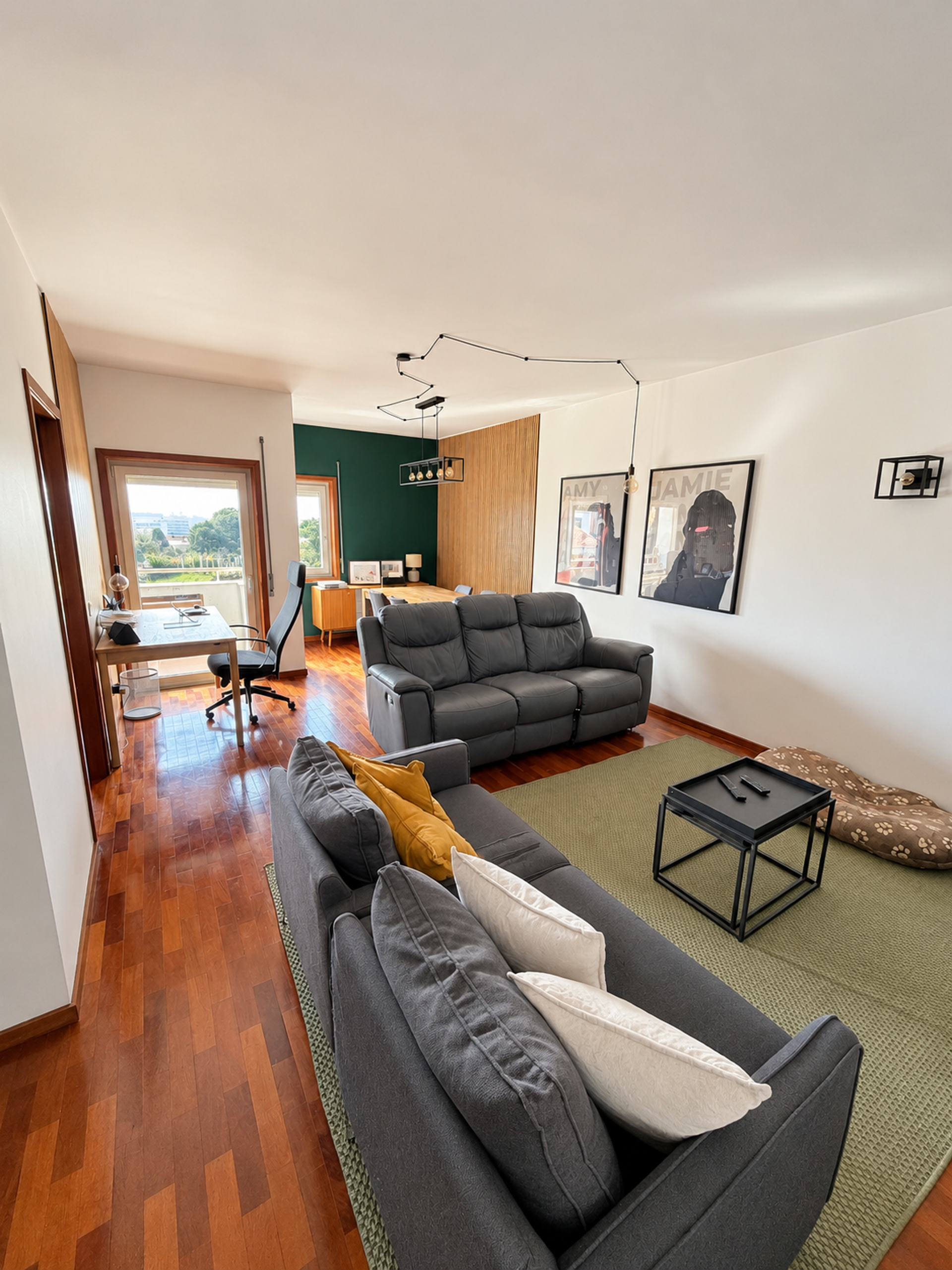 Bright living room with balcony access