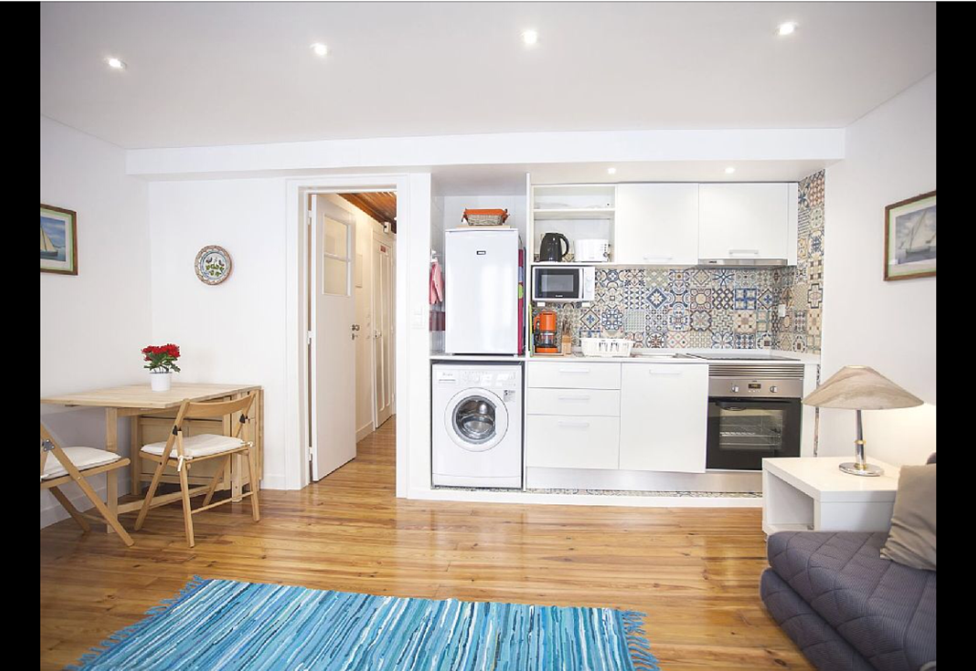 Open living area with kitchenette