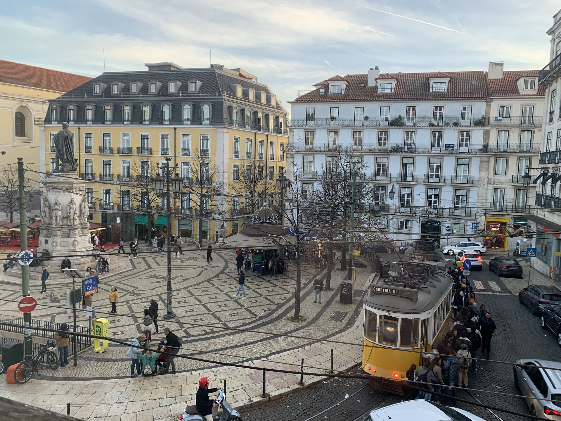 Lisbon square tram view outside