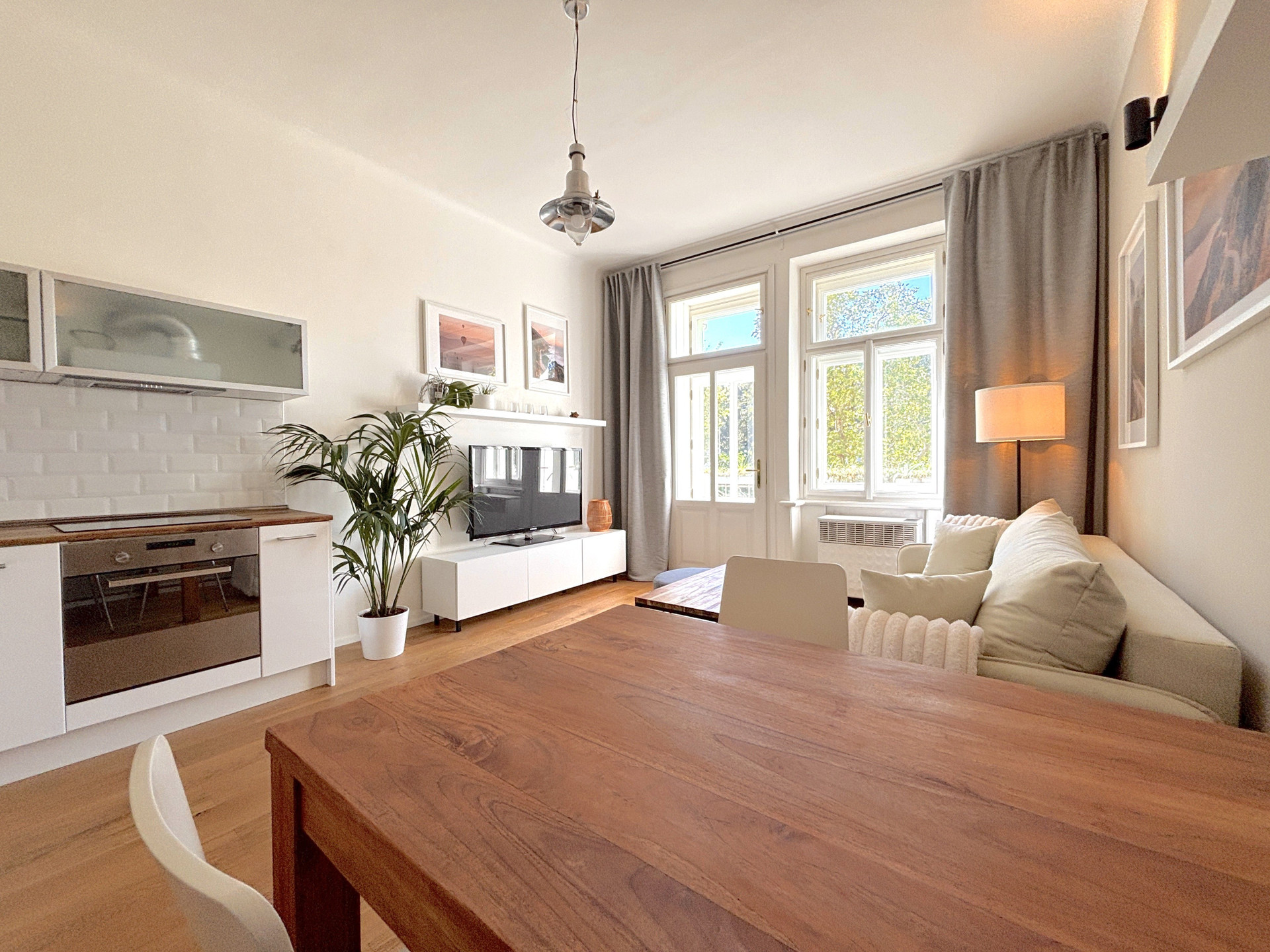 Open living area with kitchenette
