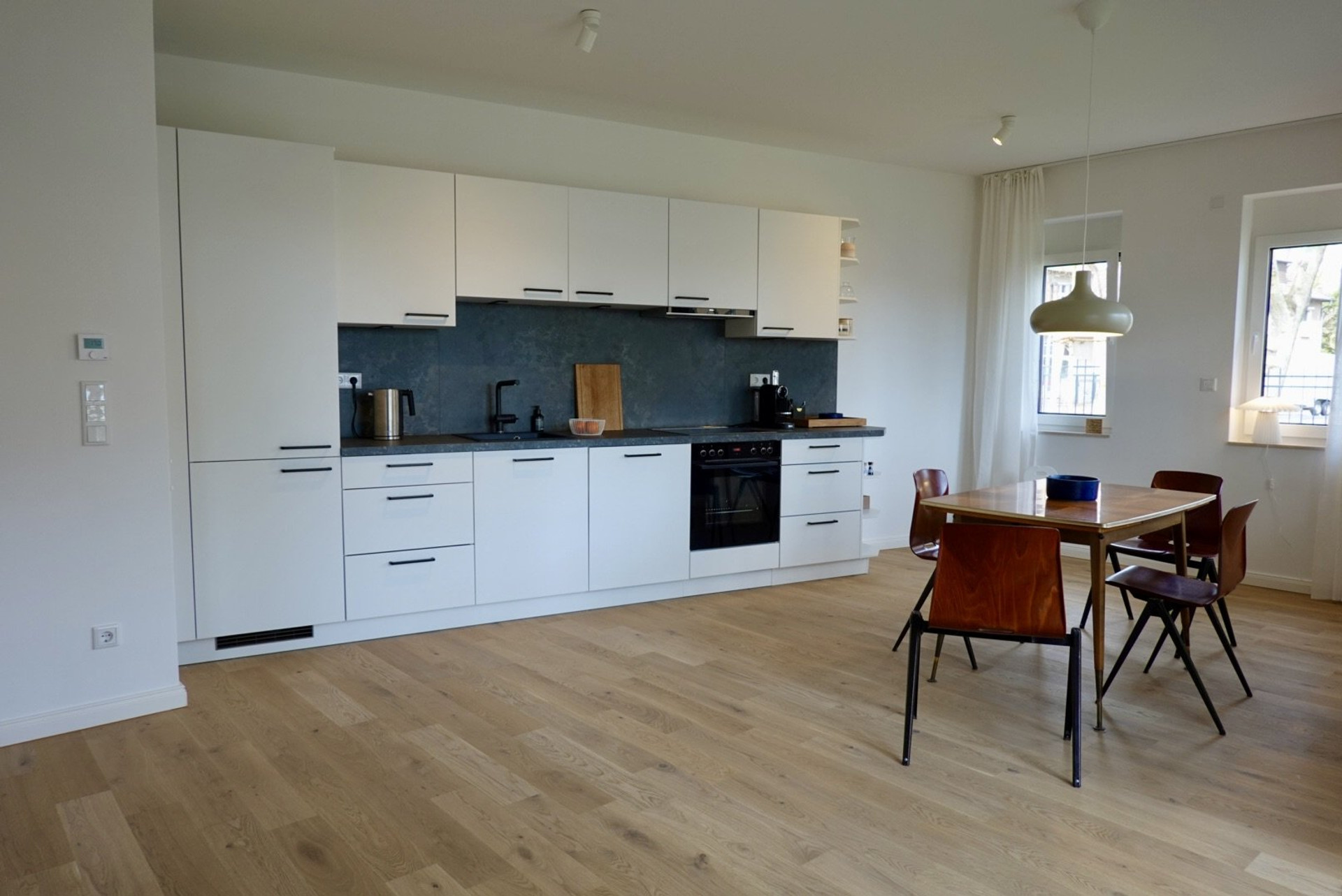 Open kitchen with dining area