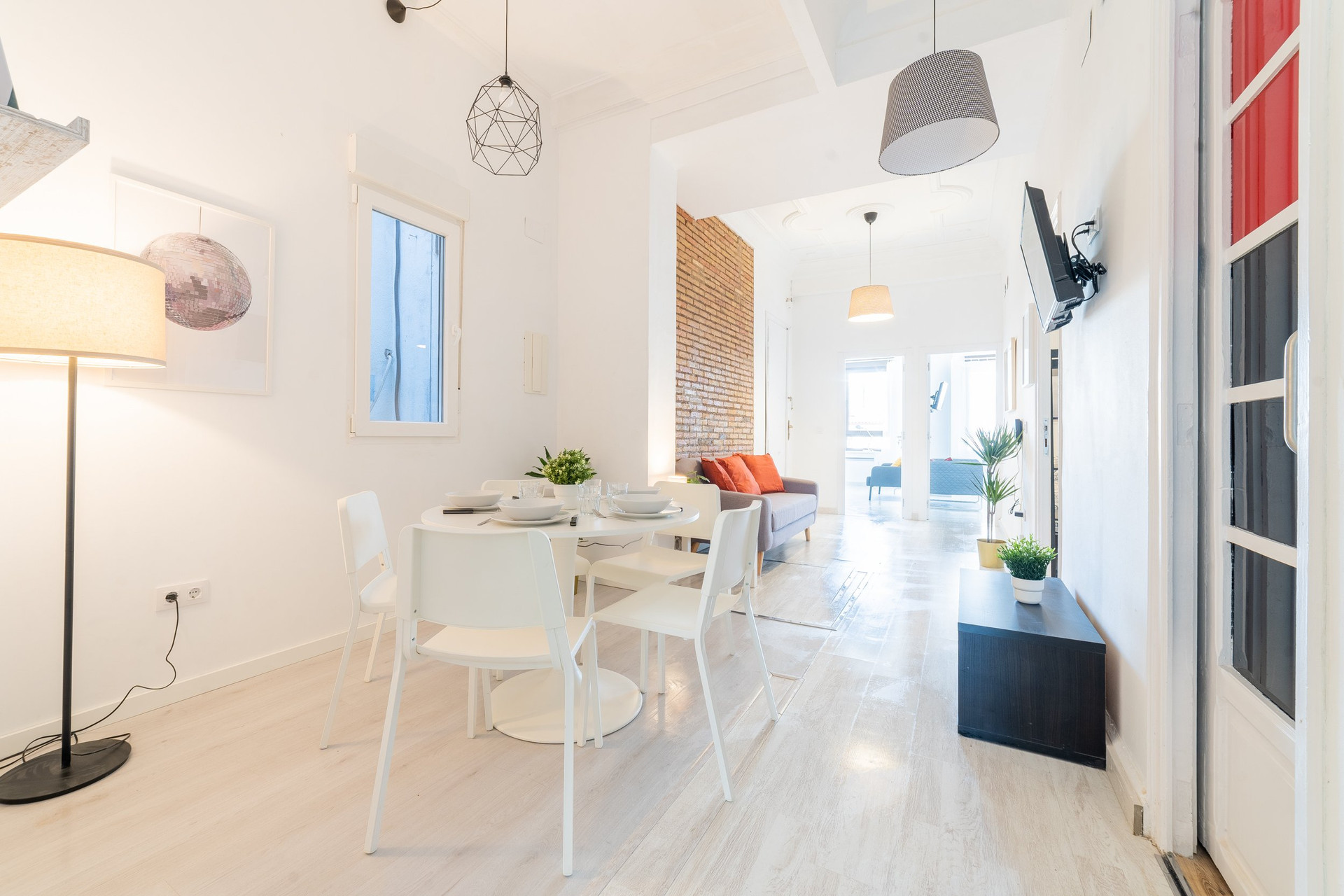 Open living and dining area