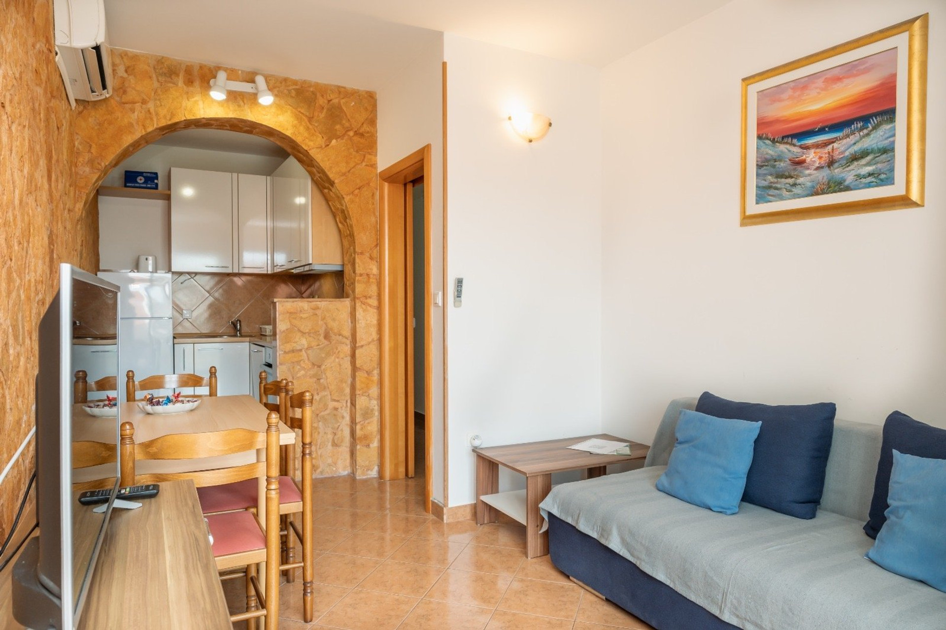 Living and dining area with kitchen