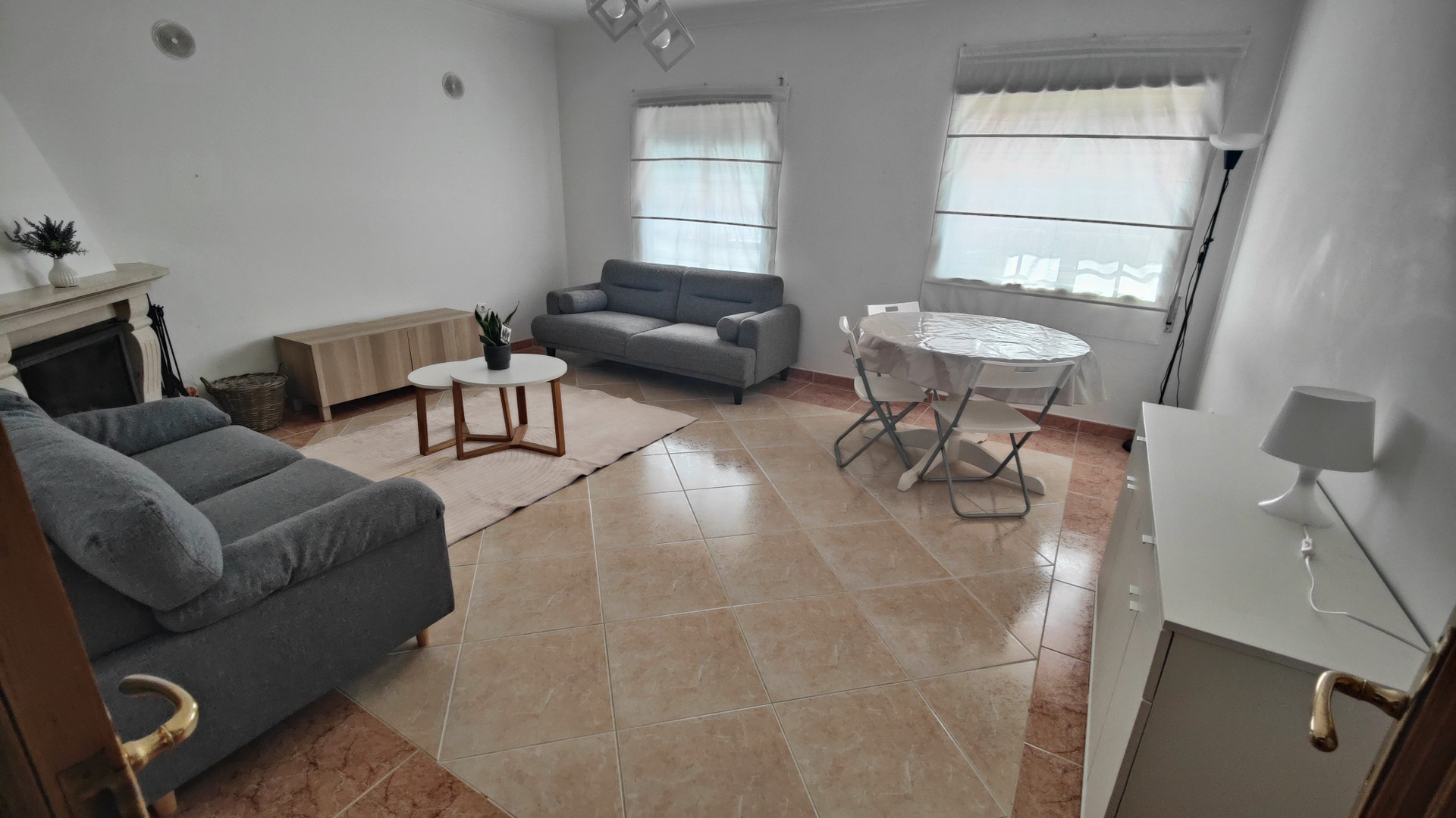 Living room with dining table