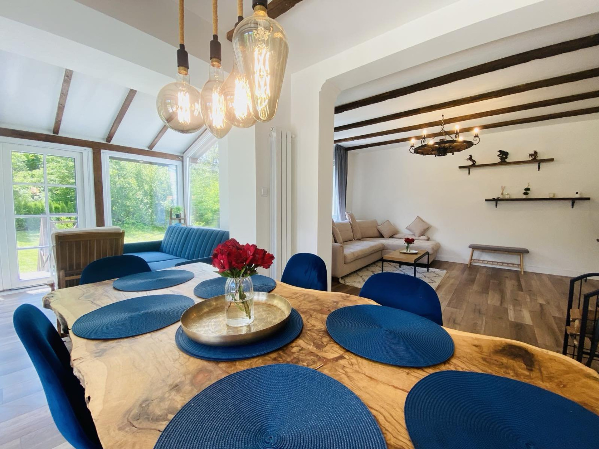 Open dining and living room area