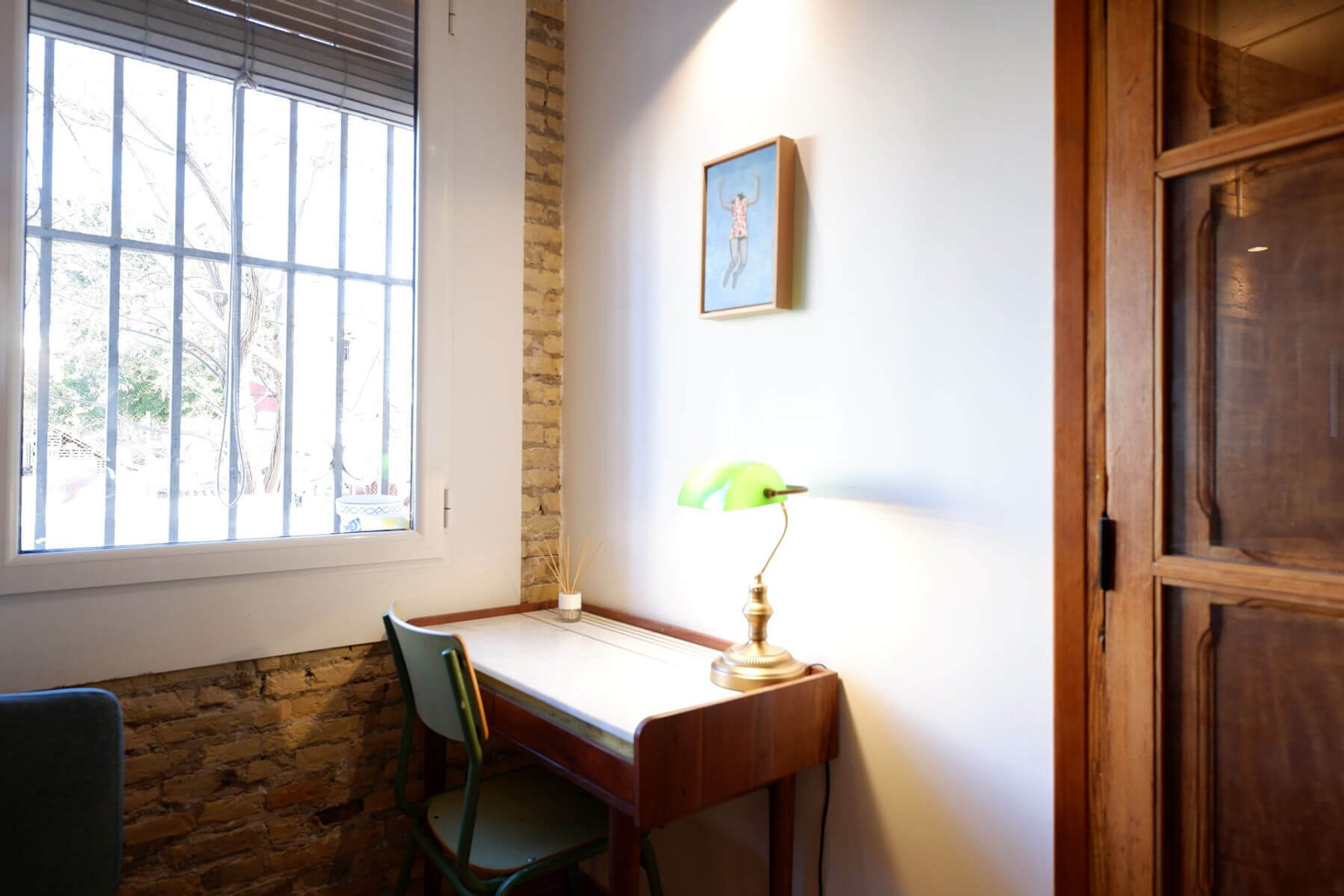 Study nook with lamp