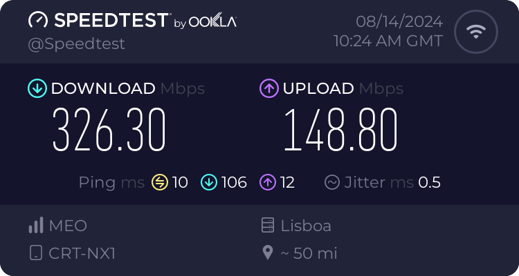 Speedtest.net result