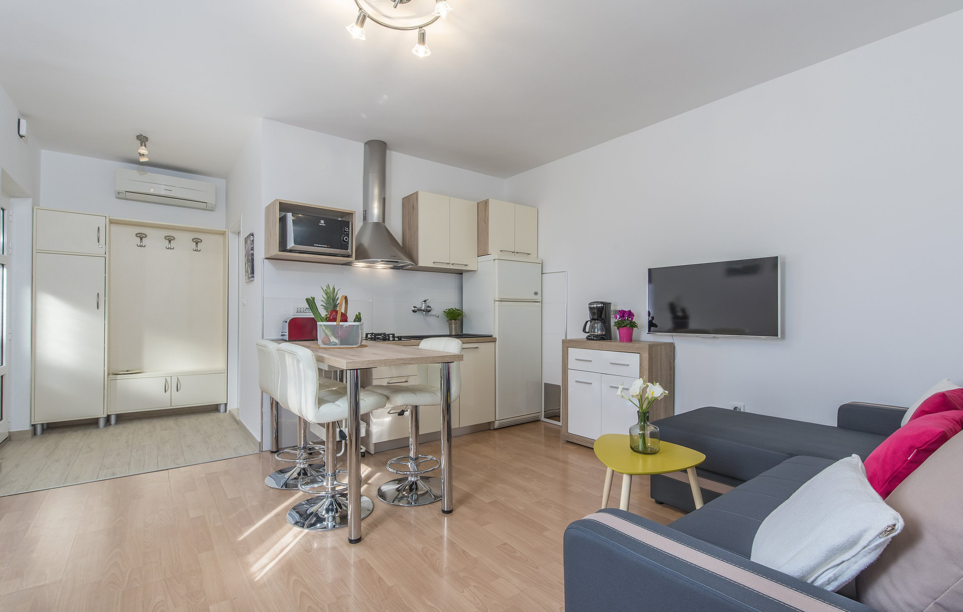 Open plan living room and kitchen