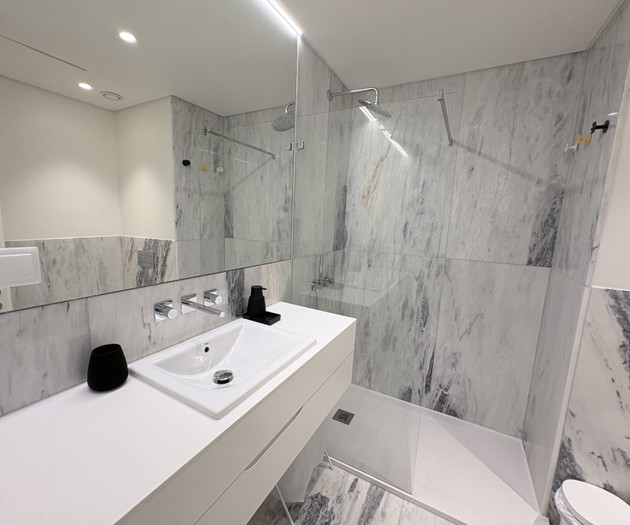 Bathroom sink and shower