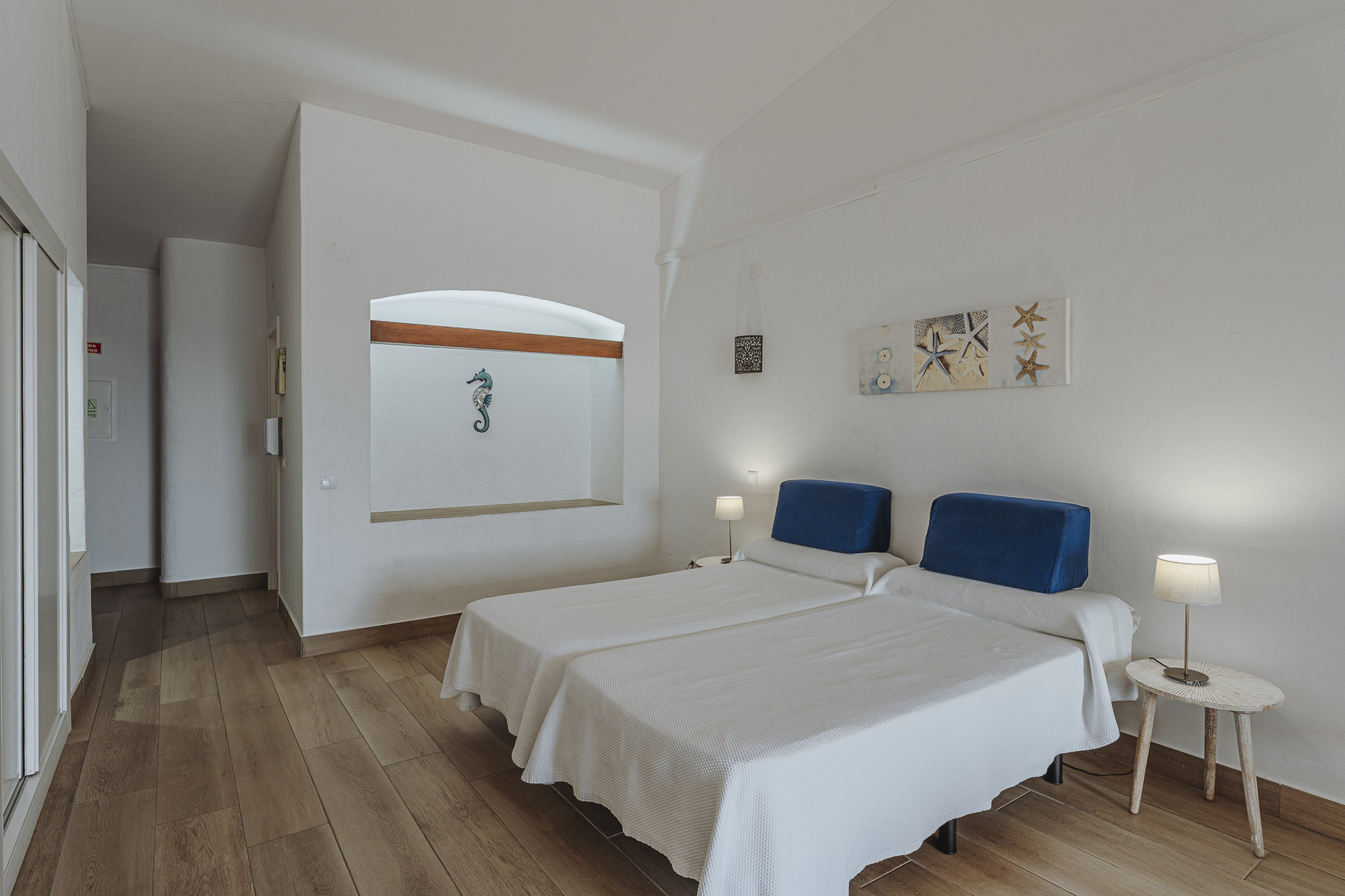 Bright bedroom with twin beds