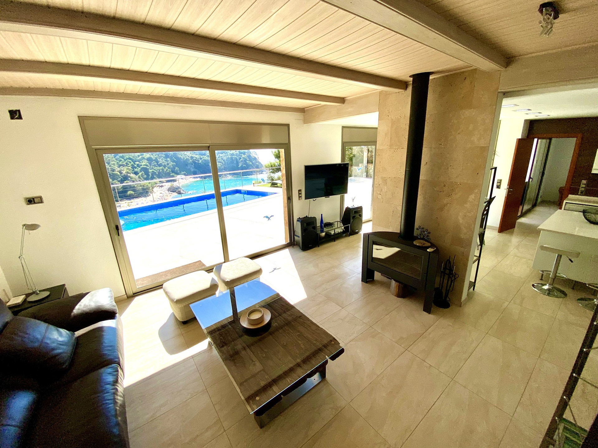 Ground floor living room pool view
