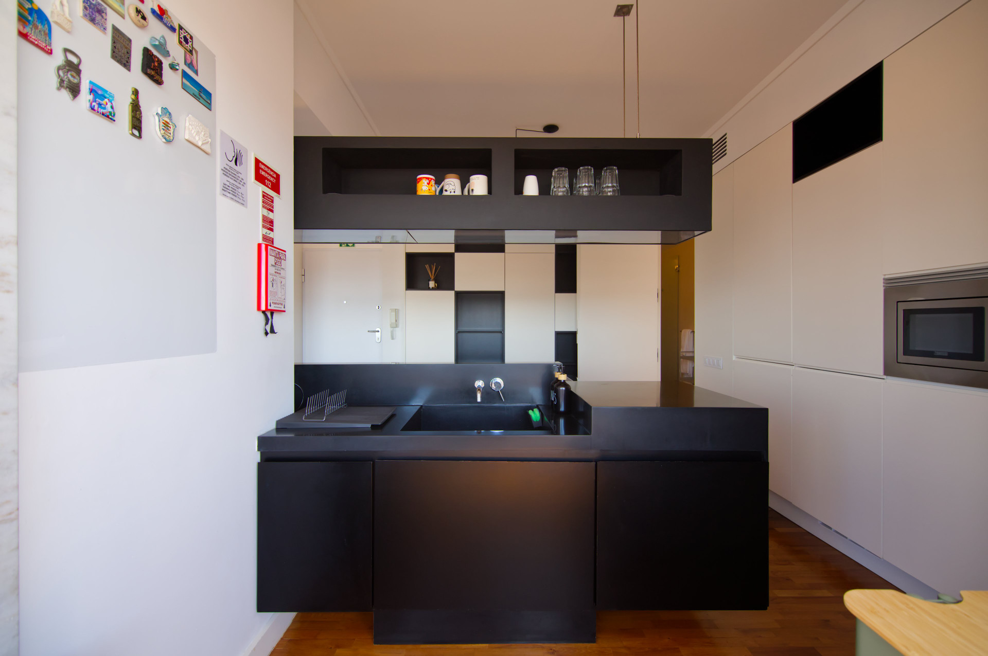 Modern black kitchen island