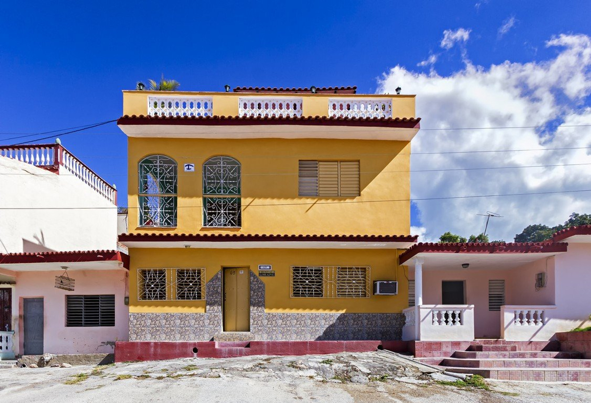 Colorful house exterior front view