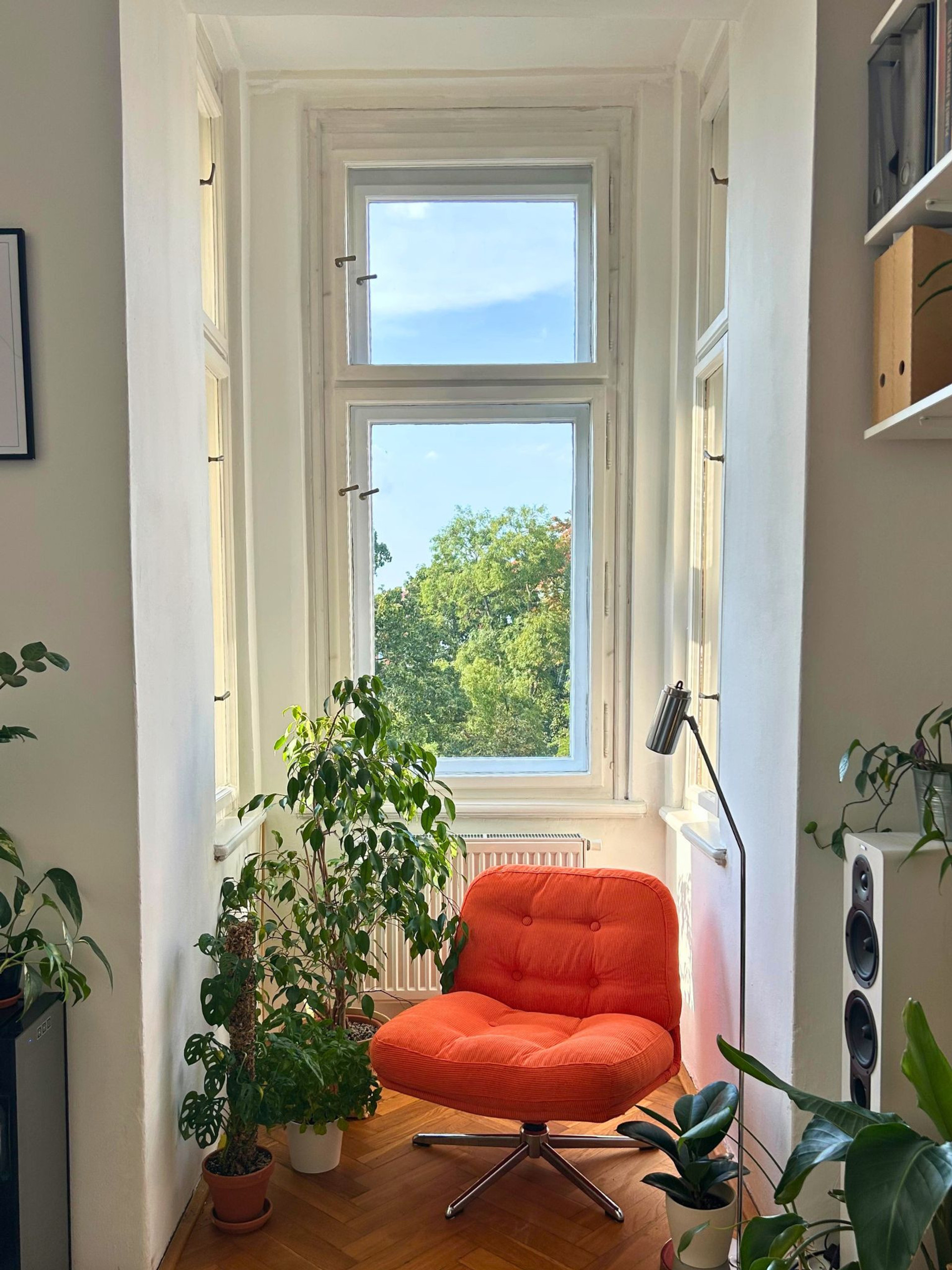 Cosy reading nook with a view in the living room
