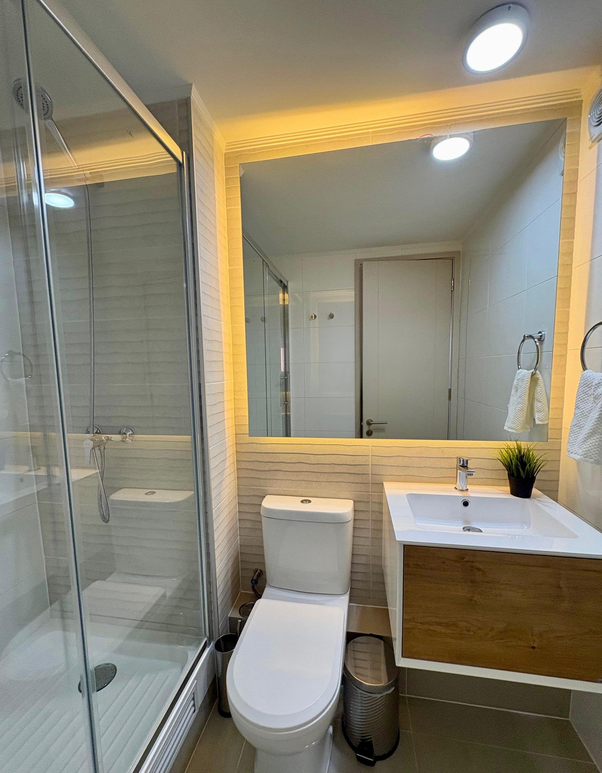 Modern bathroom with glass shower