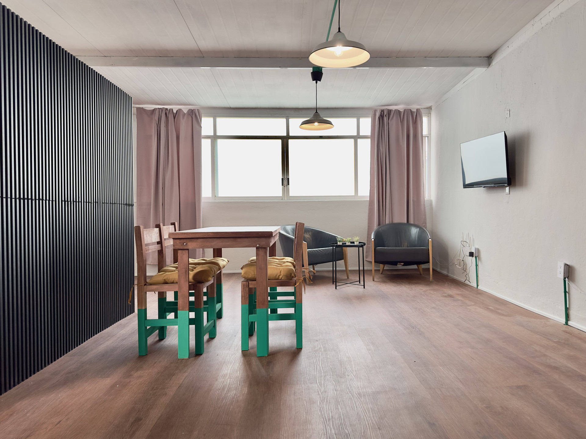 Open living and dining area