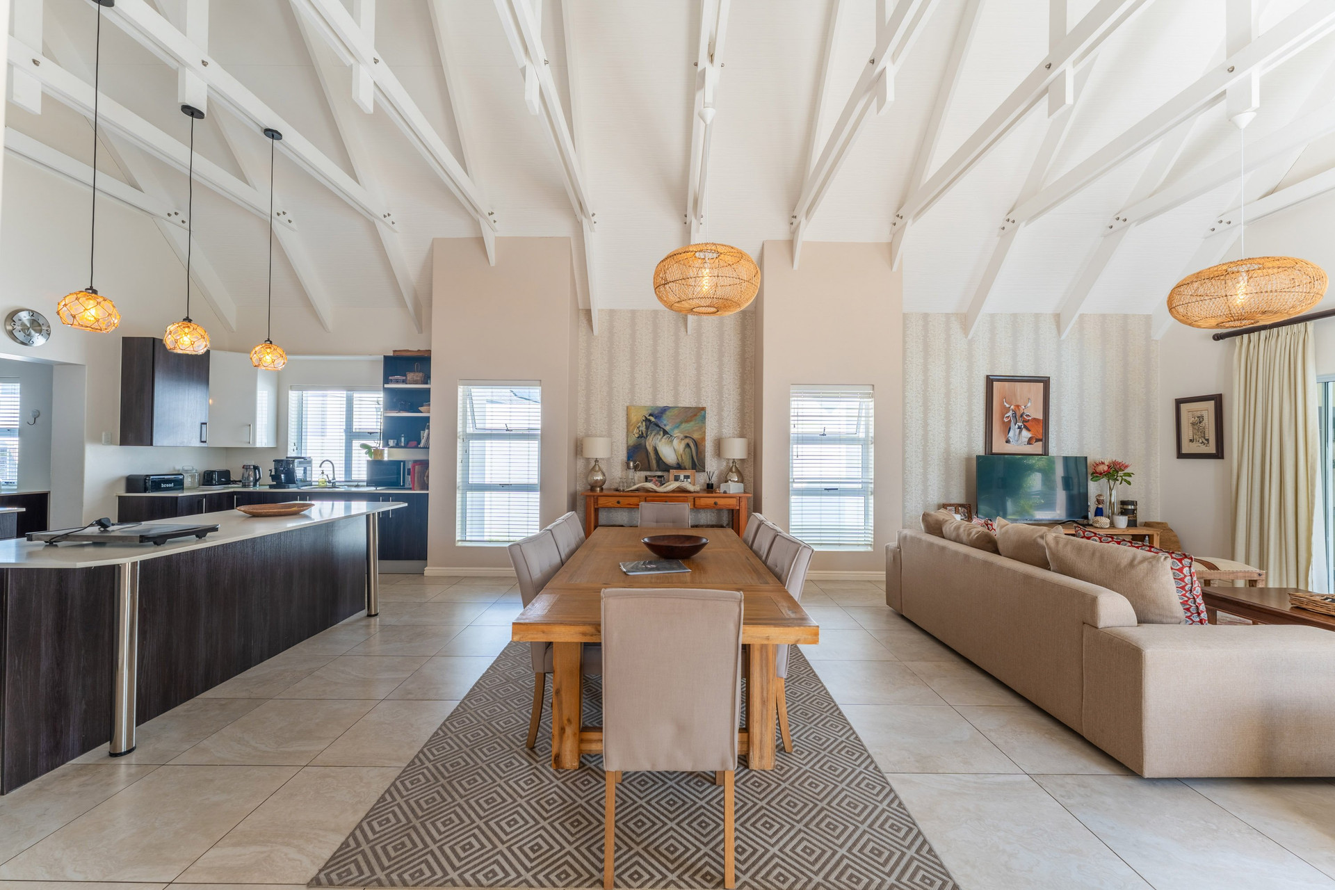 Open plan kitchen dining living