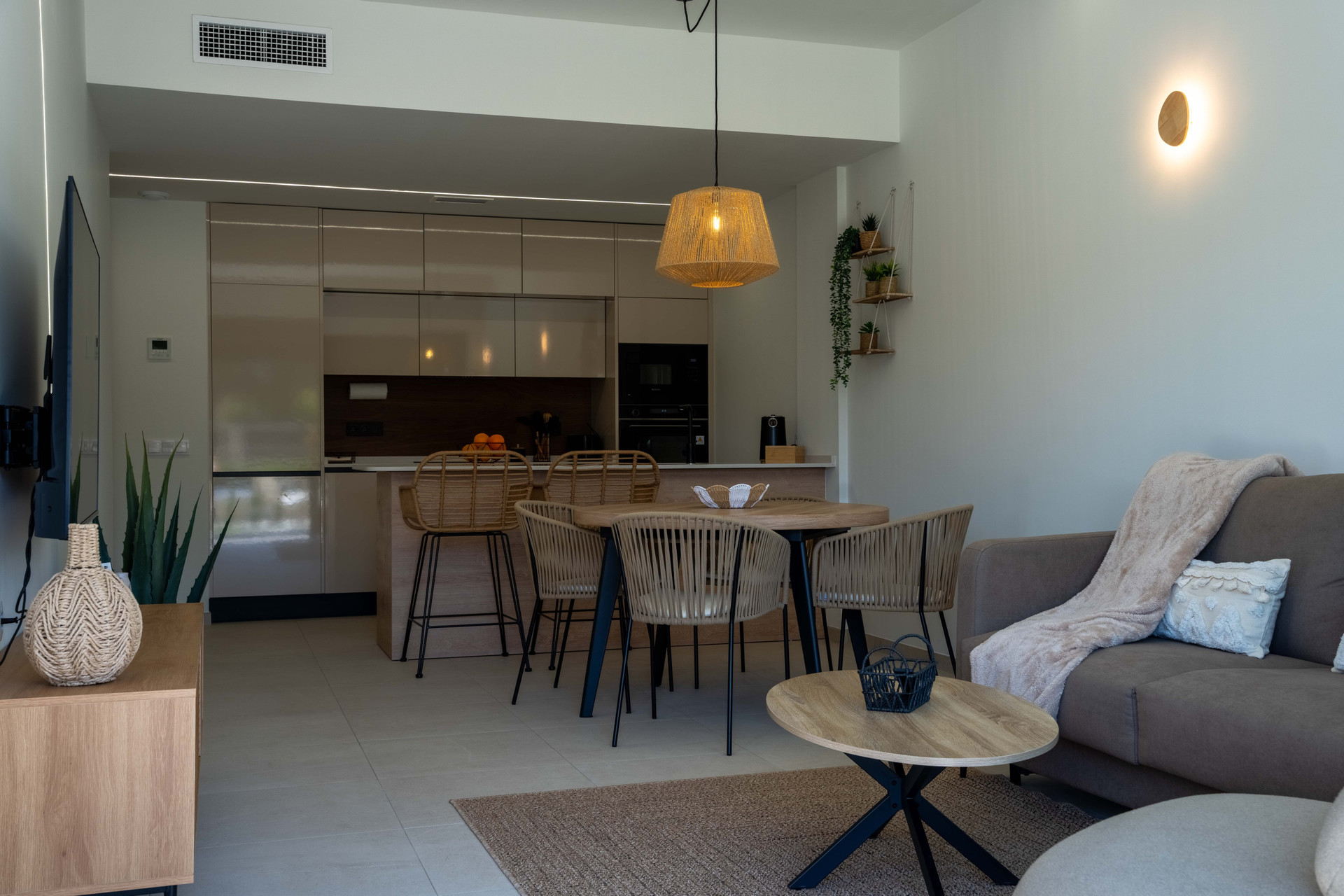 Living room with open kitchen